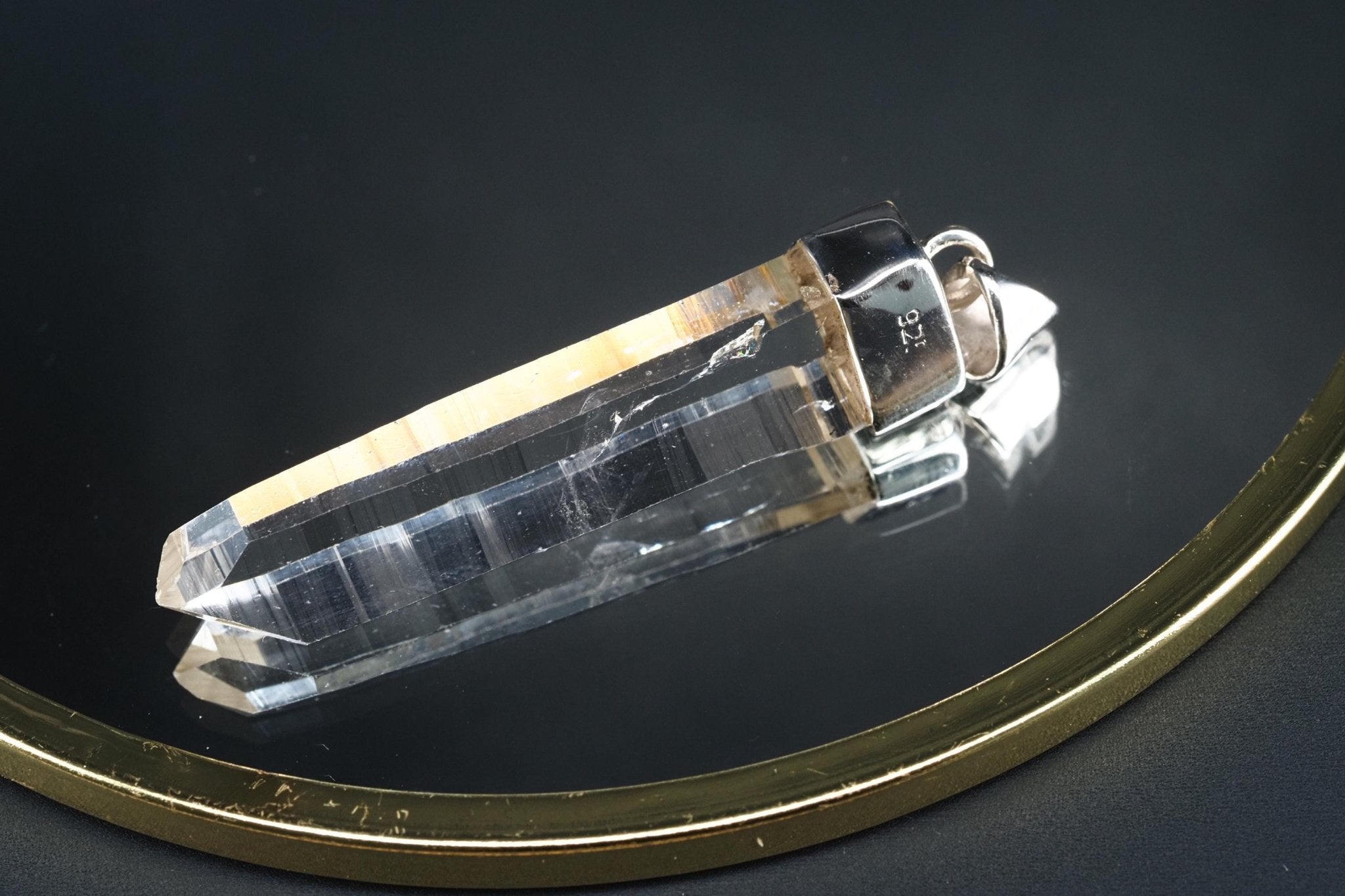 Lemurien Bergkristall Anhänger Silber Länge 50mm mit Öse