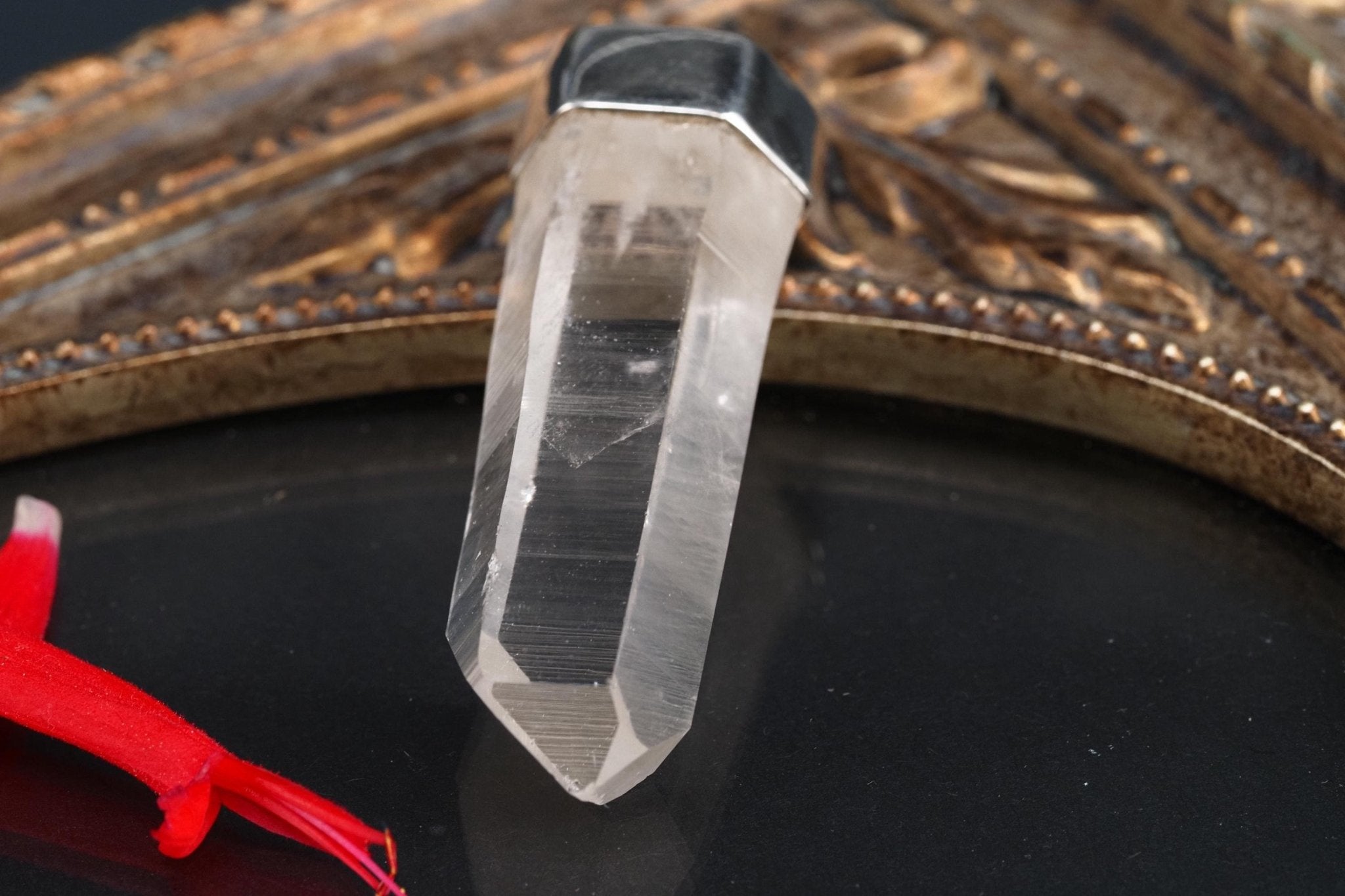 Lemurien Bergkristall Anhänger Silber Länge 50mm mit Öse