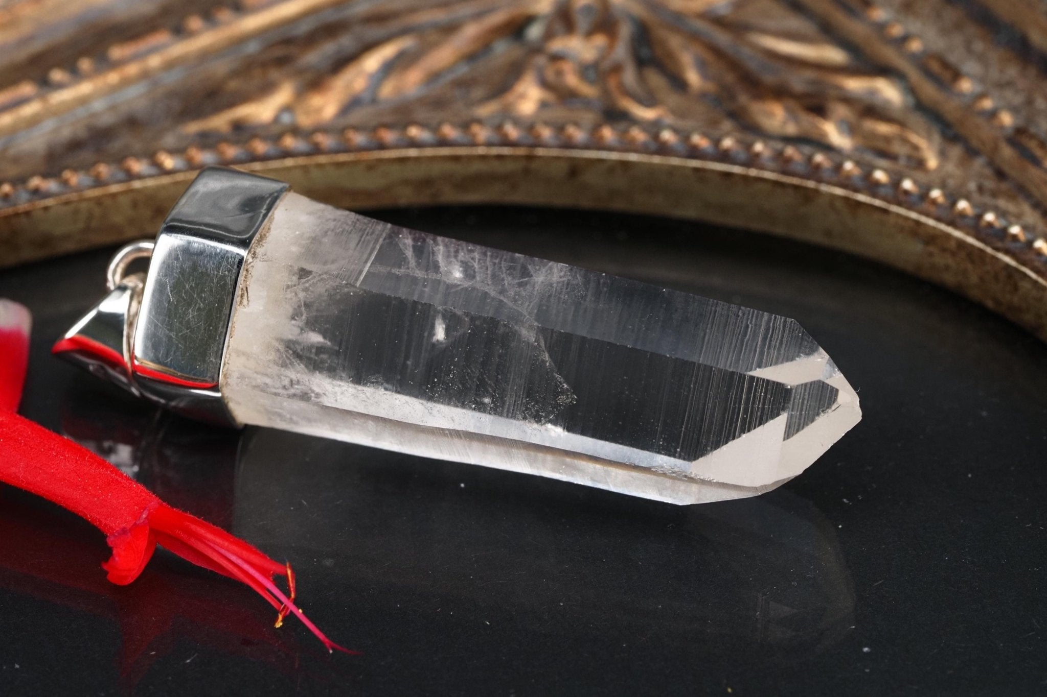 Lemurien Bergkristall Anhänger Silber Länge 50mm mit Öse