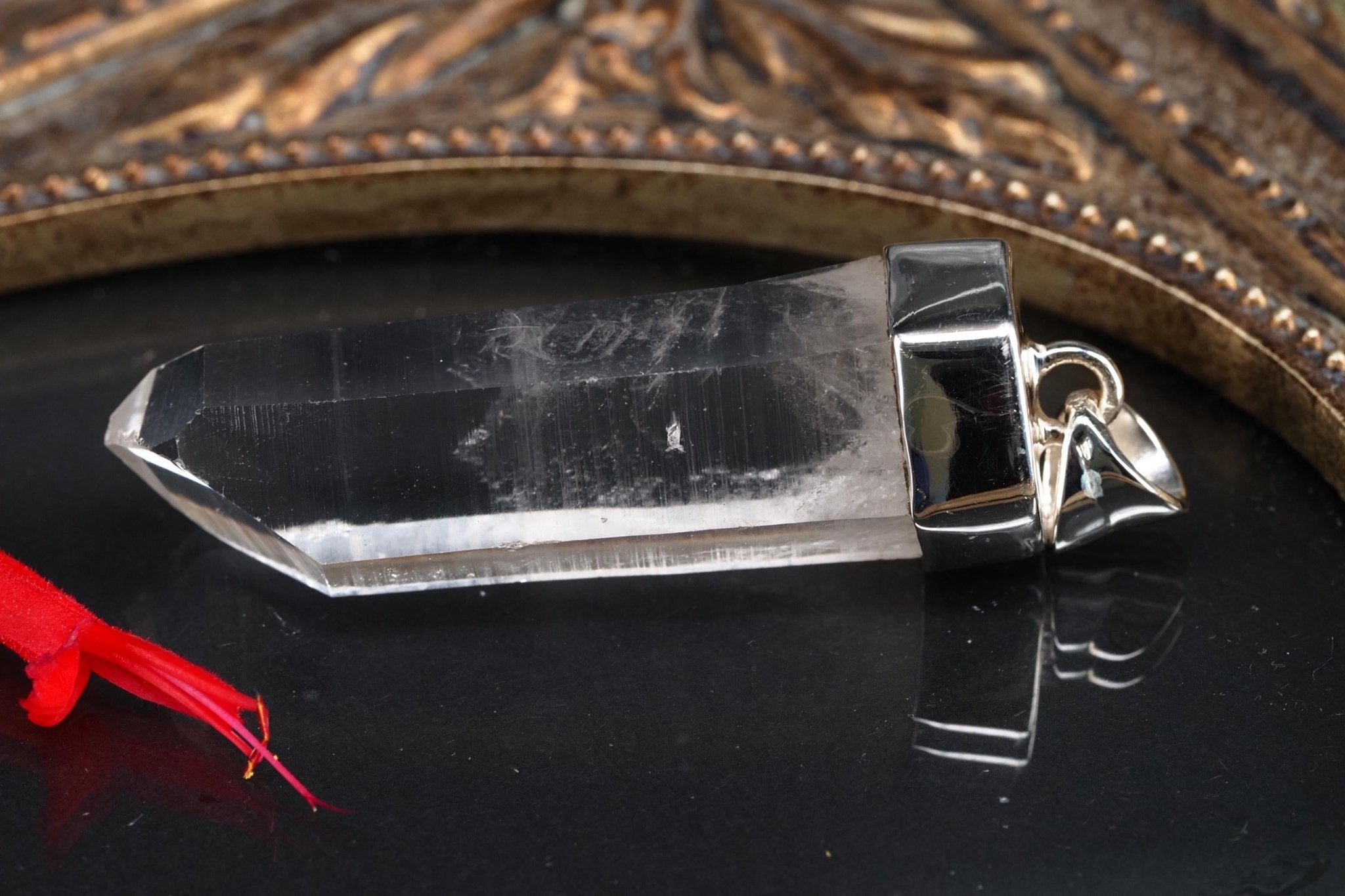 Lemurien Bergkristall Anhänger Silber Länge 50mm mit Öse