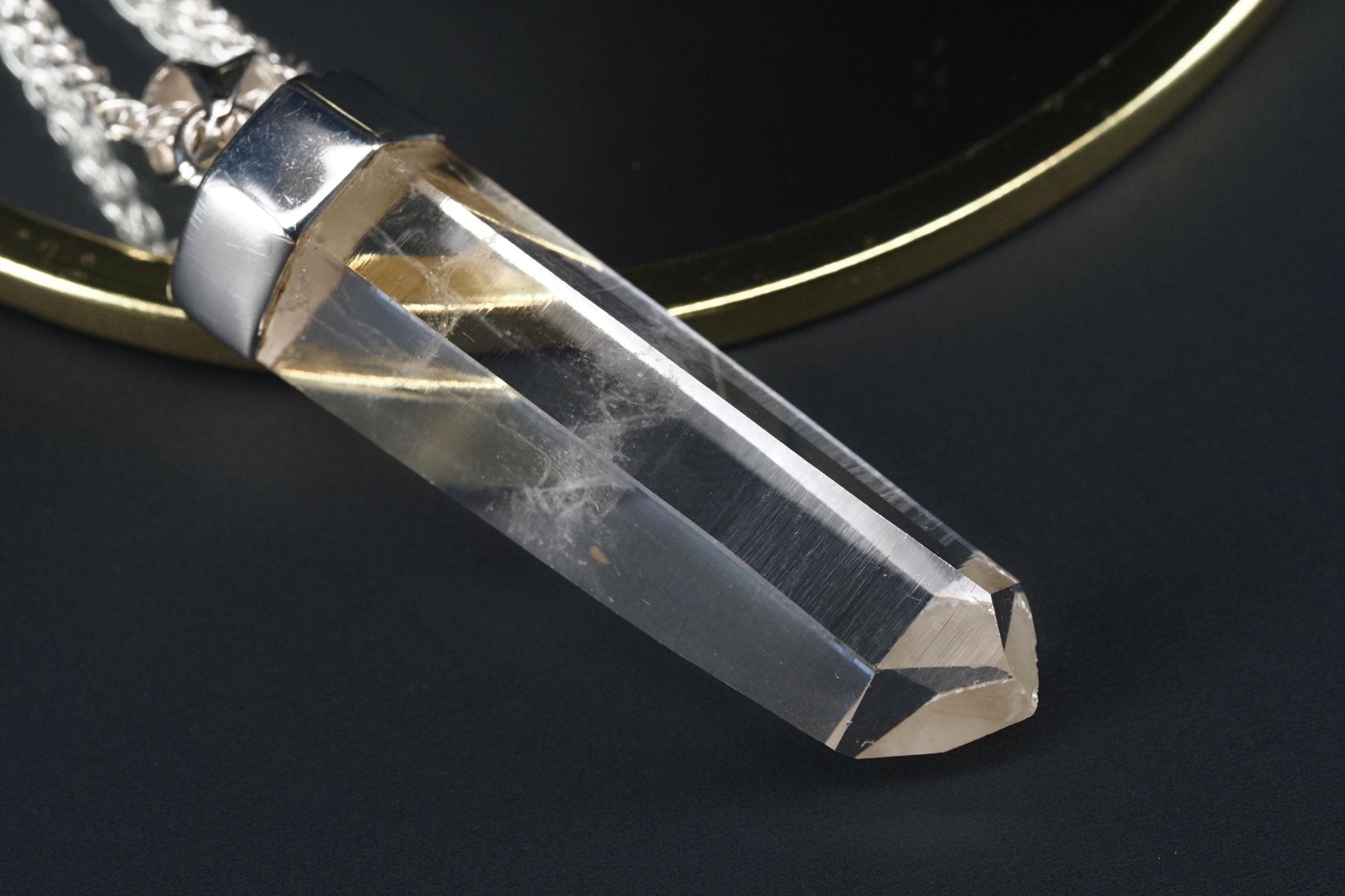 Lemurien Bergkristall Anhänger Silber Länge 54,7mm mit Öse