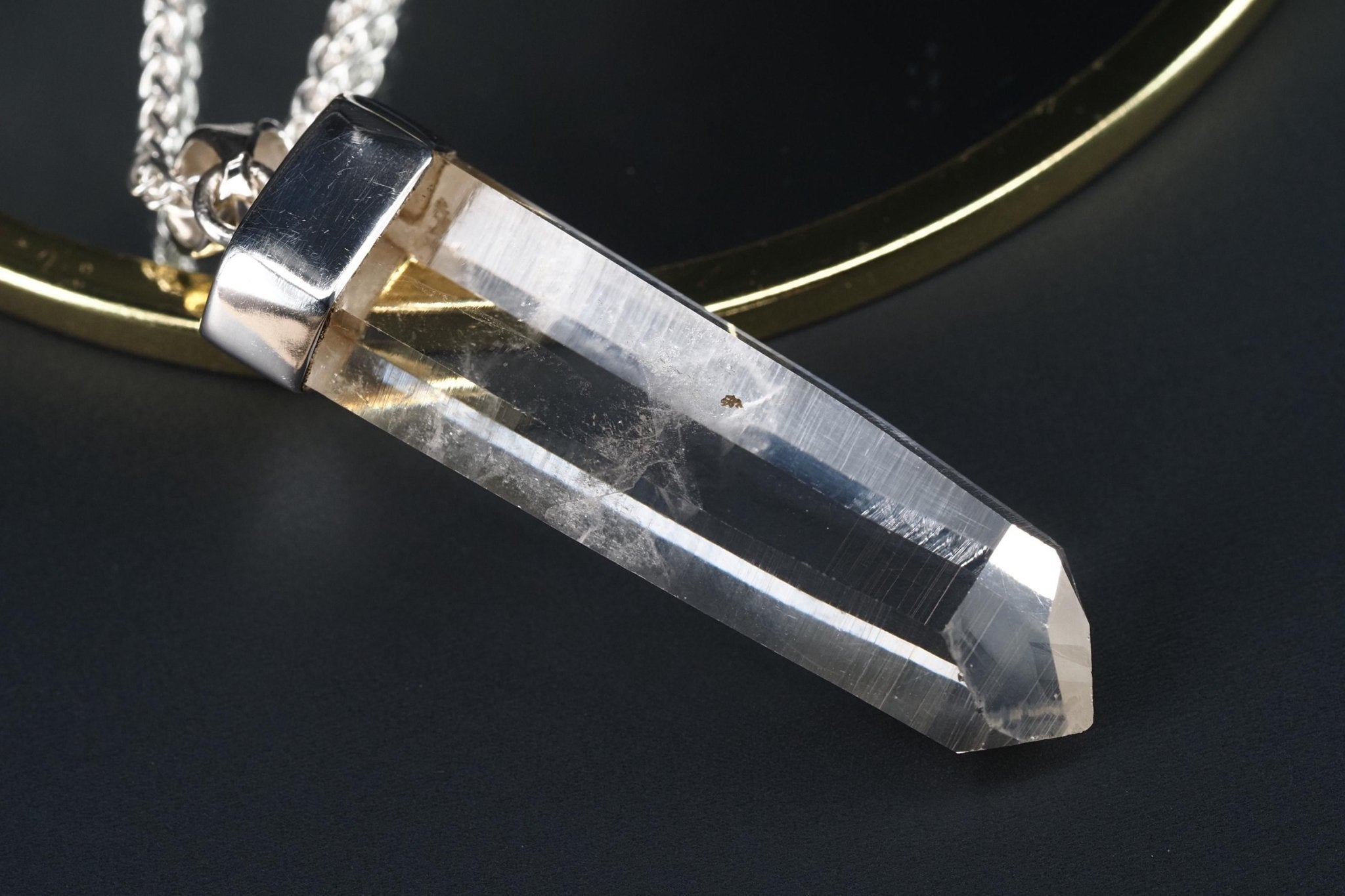 Lemurien Bergkristall Anhänger Silber Länge 54,7mm mit Öse