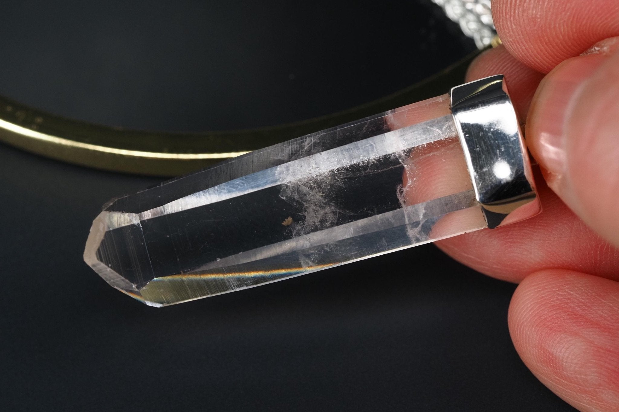 Lemurien Bergkristall Anhänger Silber Länge 54,7mm mit Öse