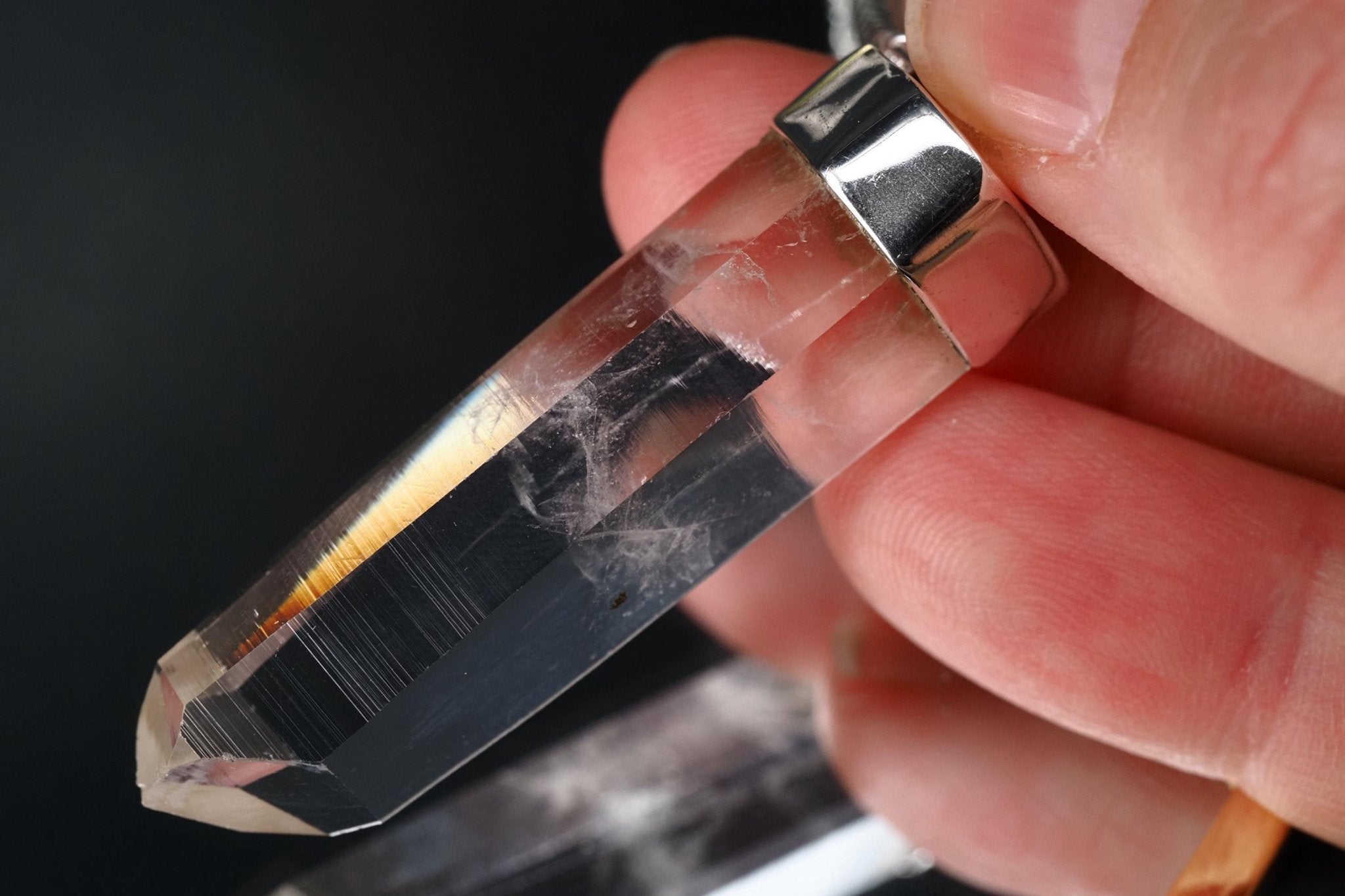 Lemurien Bergkristall Anhänger Silber Länge 54,7mm mit Öse