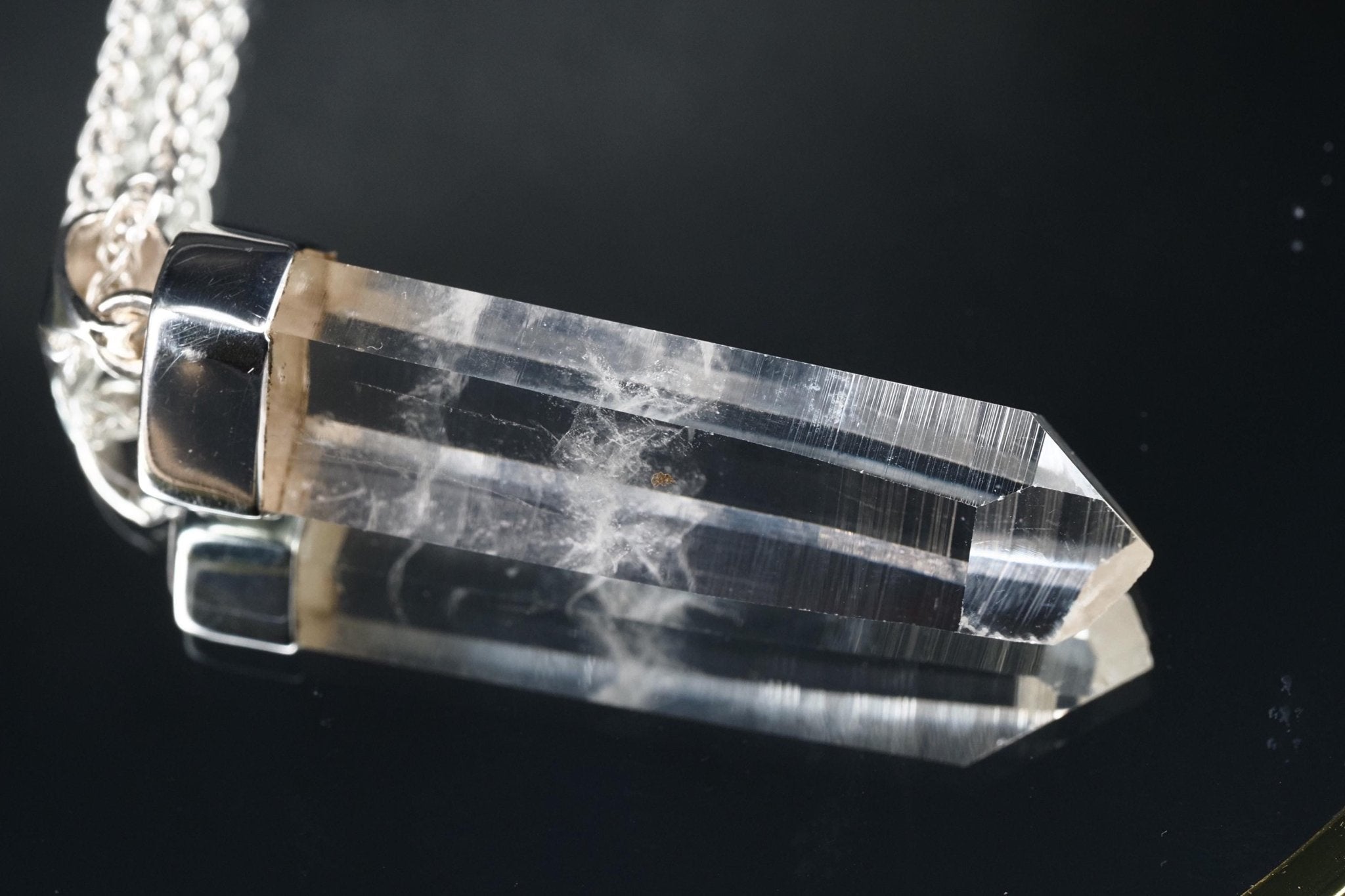 Lemurien Bergkristall Anhänger Silber Länge 54,7mm mit Öse