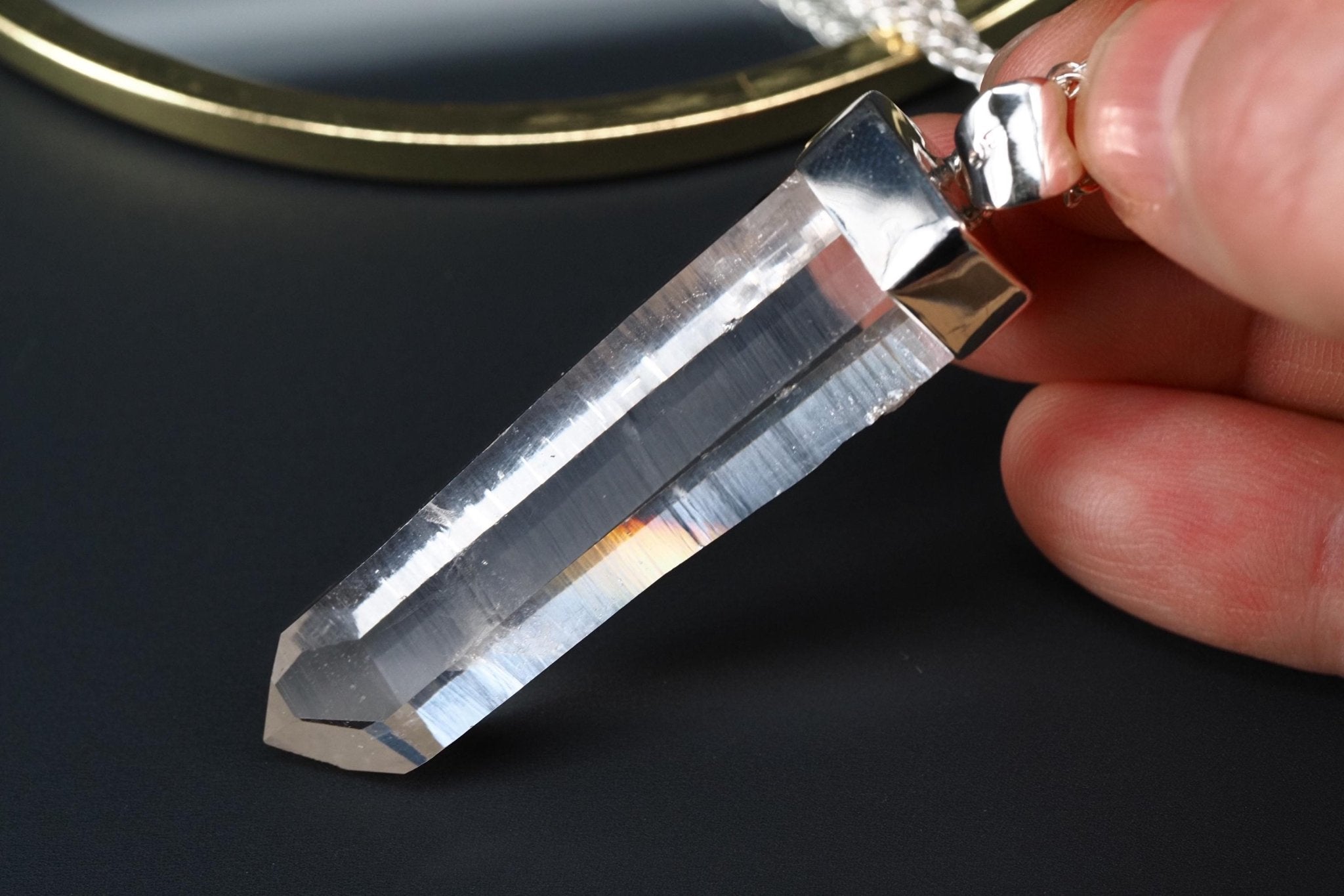 Lemurien Bergkristall Anhänger Silber Länge 59mm mit Öse