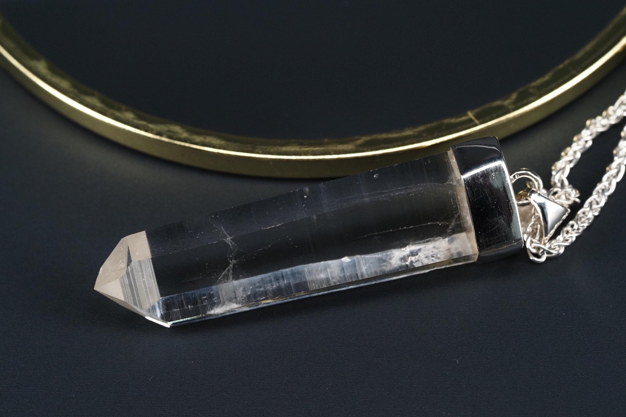 Lemurien Bergkristall Anhänger Silber Länge 59mm mit Öse