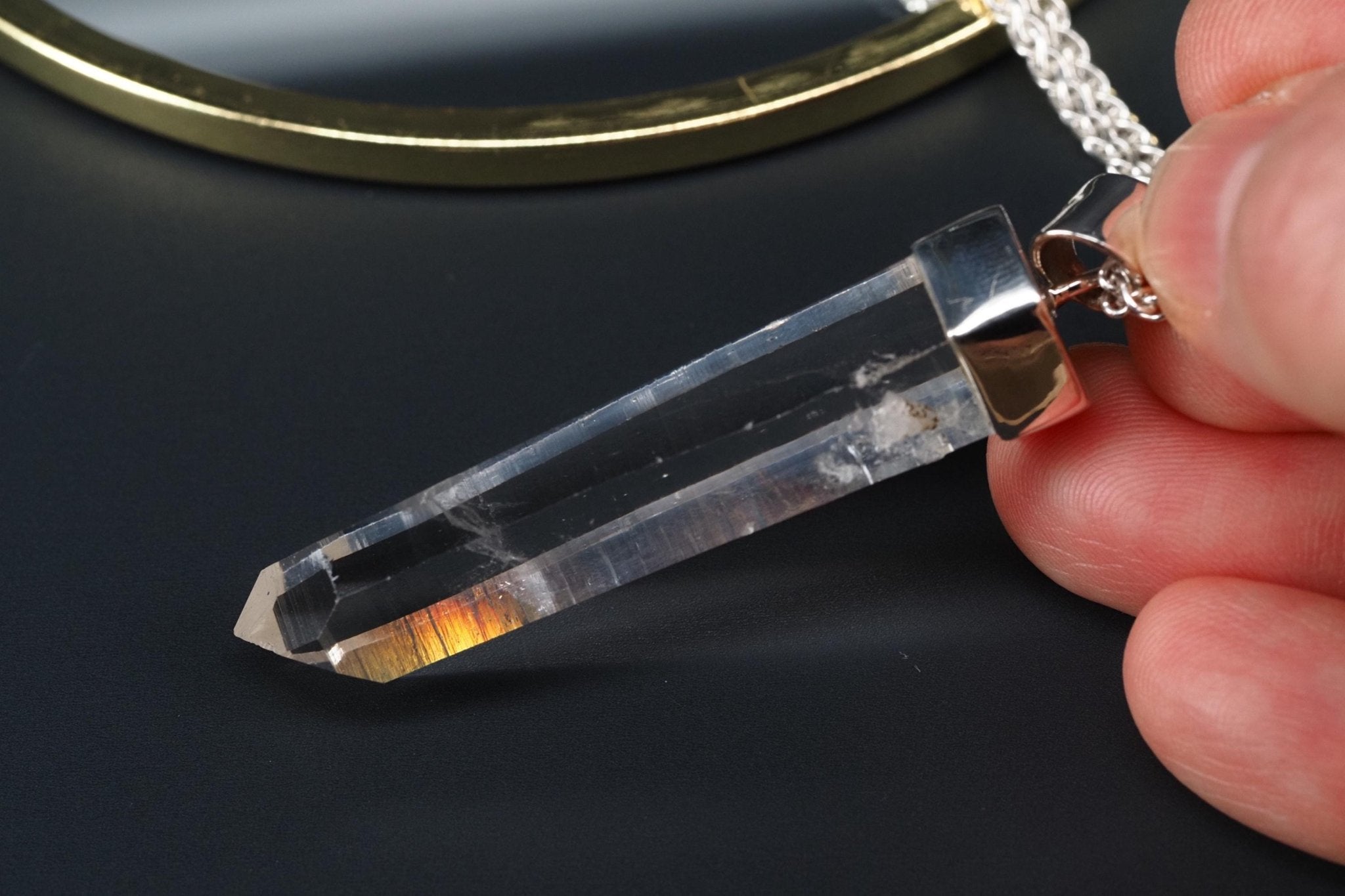 Lemurien Bergkristall Anhänger Silber Länge 59mm mit Öse