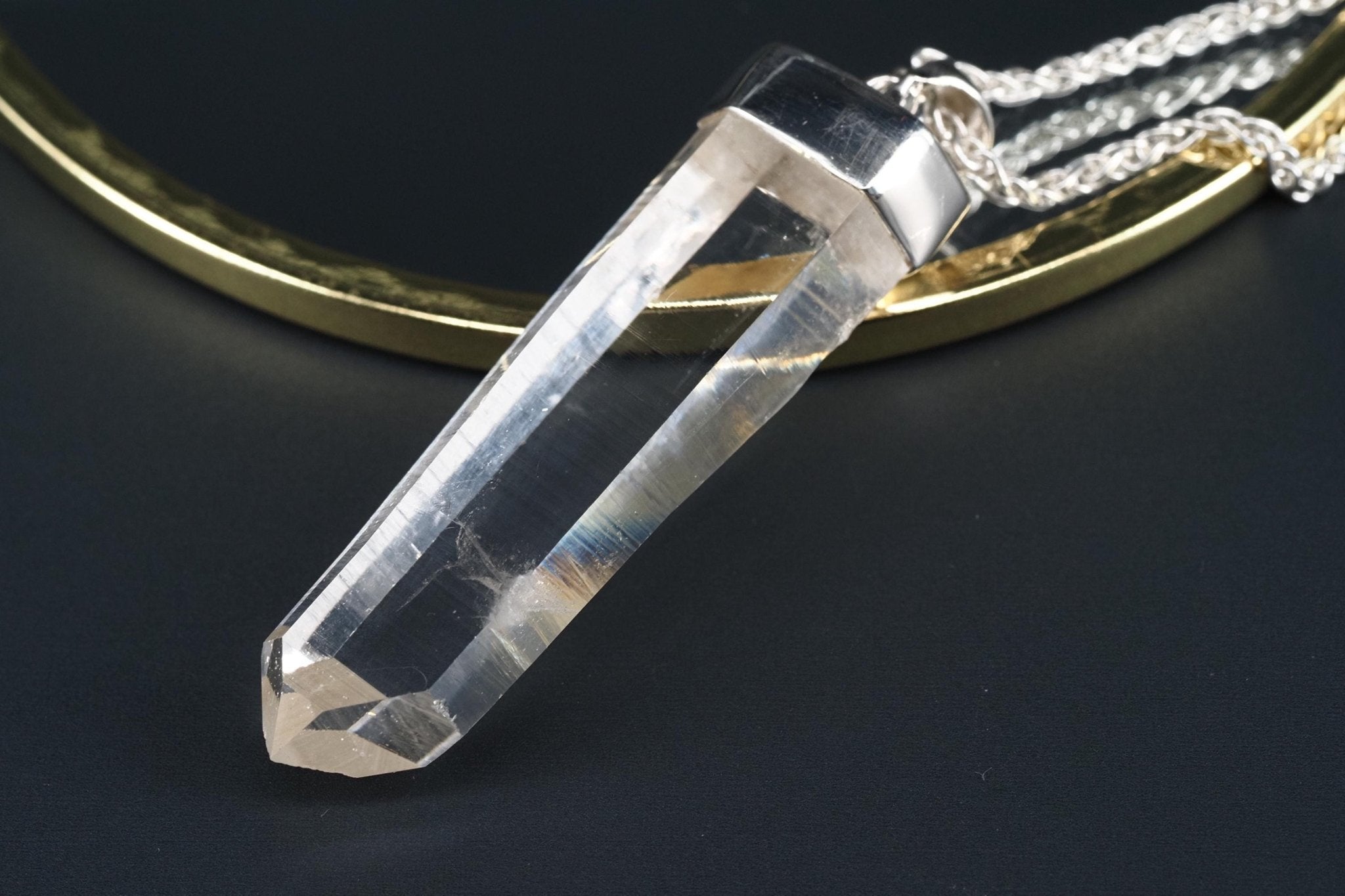 Lemurien Bergkristall Anhänger Silber Länge 59mm mit Öse