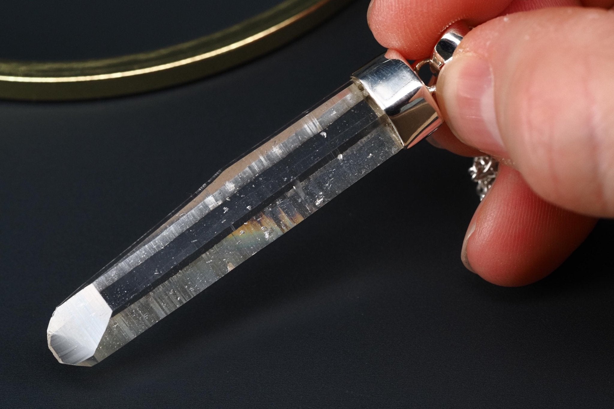 Lemurien Bergkristall Anhänger Silber Länge 60,2mm mit Öse