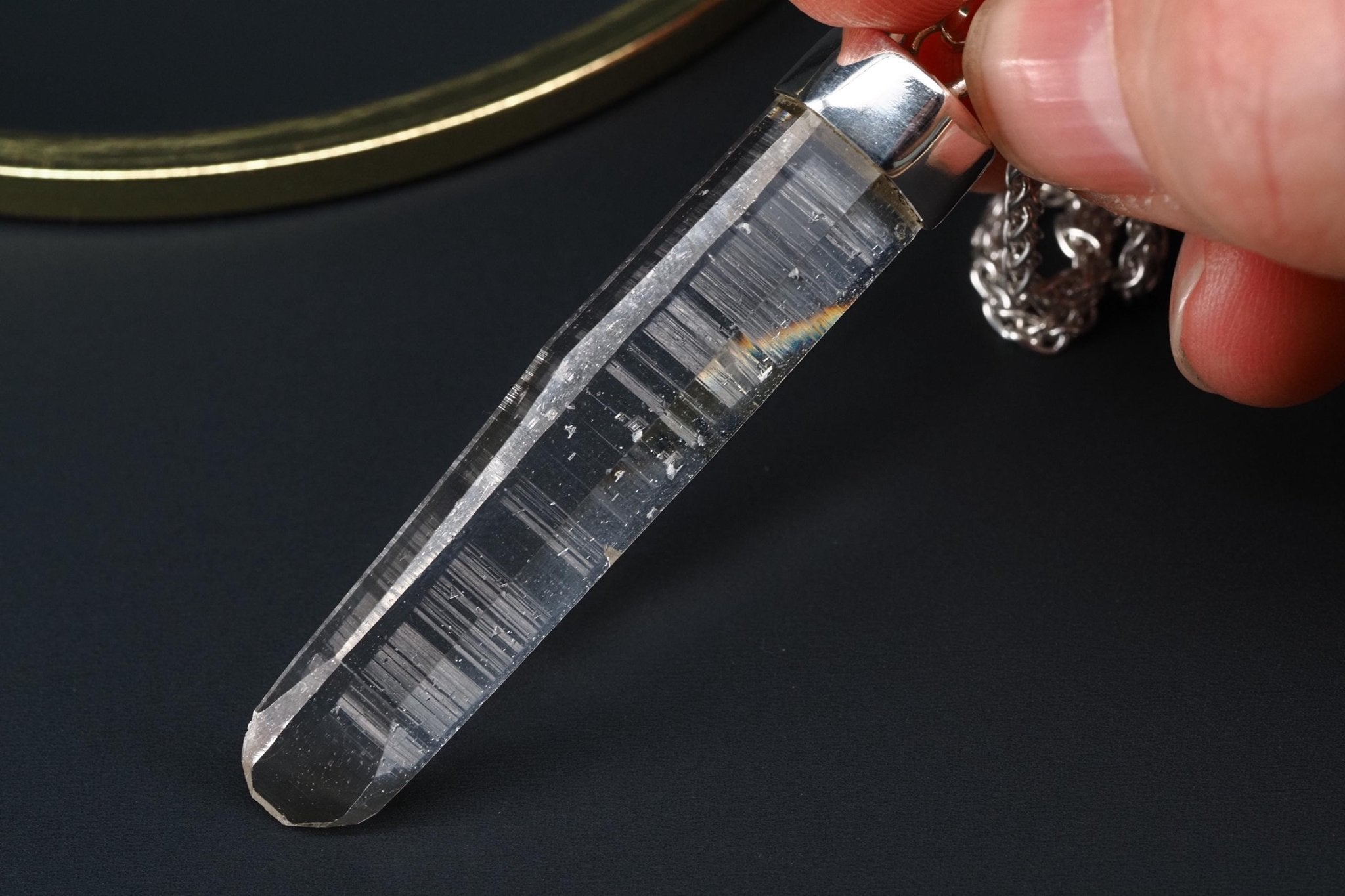 Lemurien Bergkristall Anhänger Silber Länge 60,2mm mit Öse