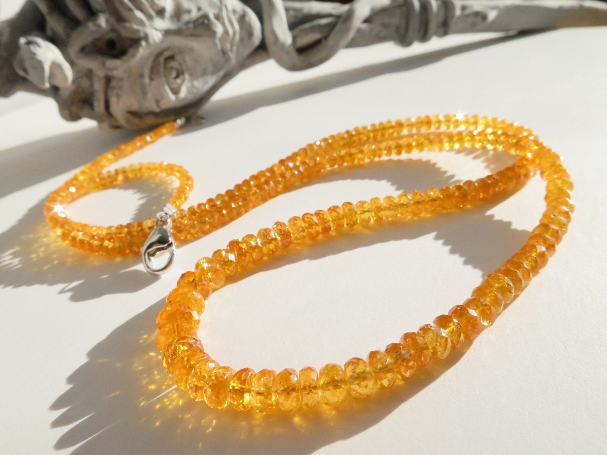 Mandarin Granat Kette lang orange Spessartin 55cm