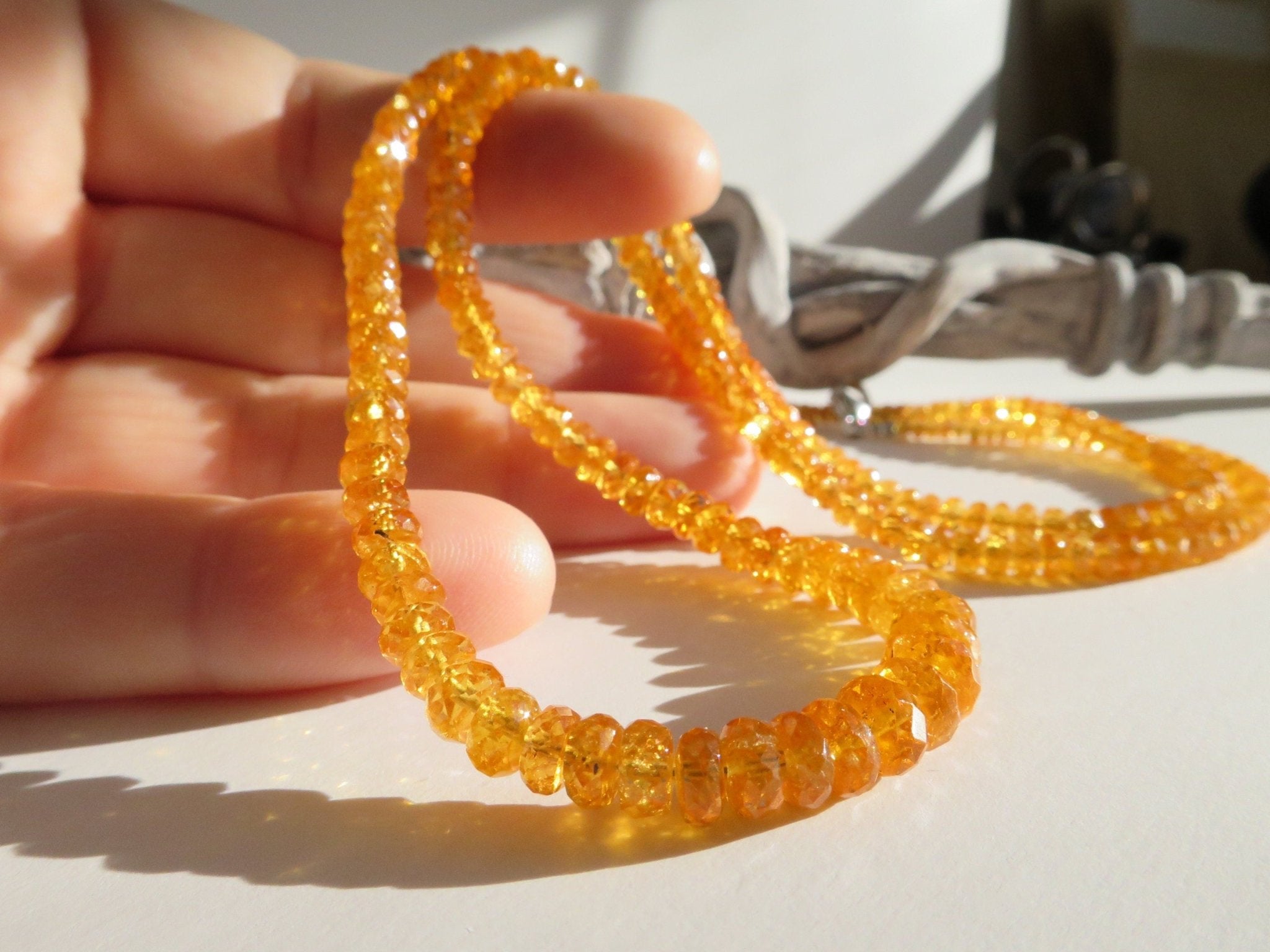 Mandarin Granat Kette lang orange Spessartin 55cm