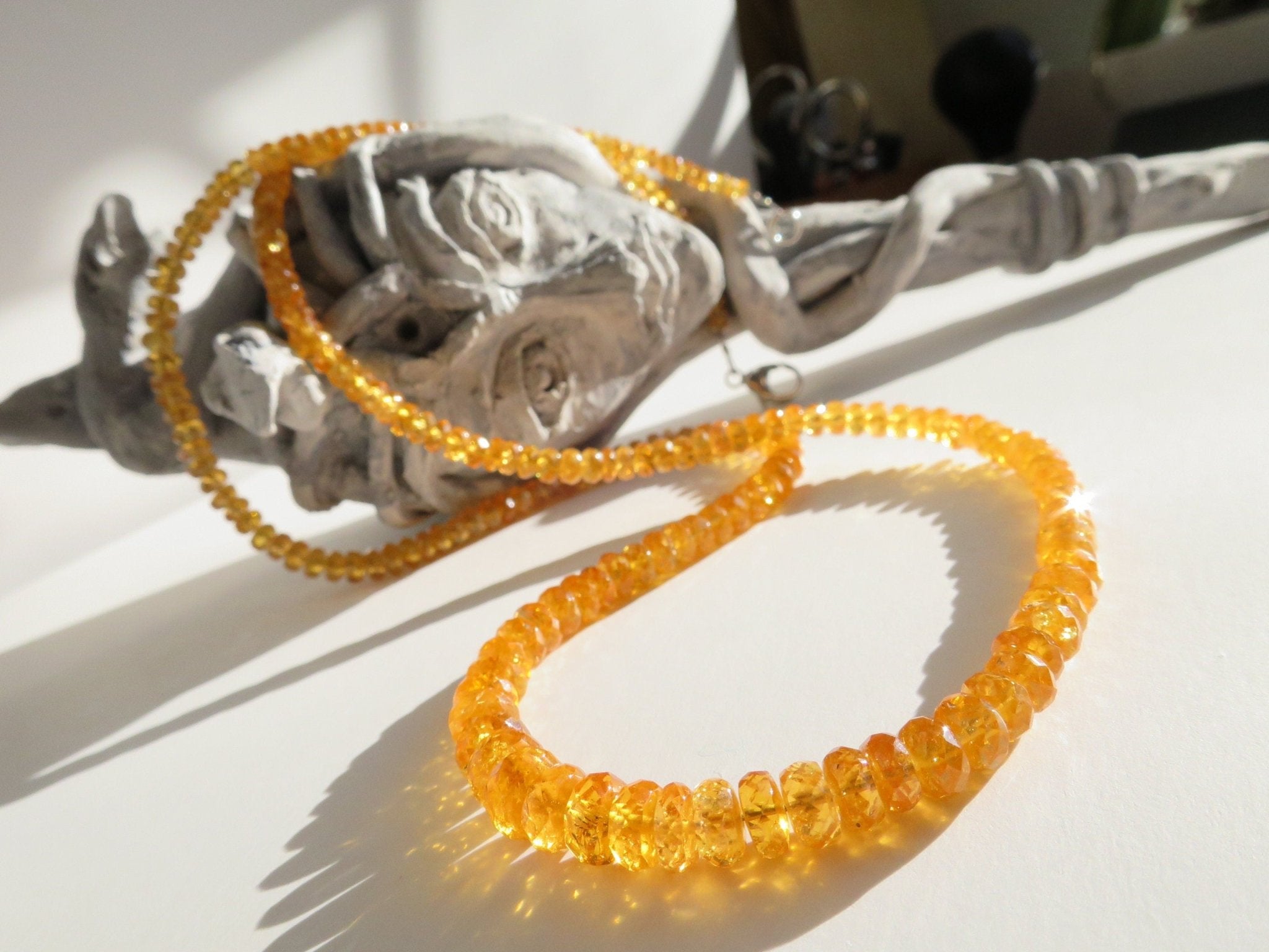 Mandarin Granat Kette lang orange Spessartin 55cm