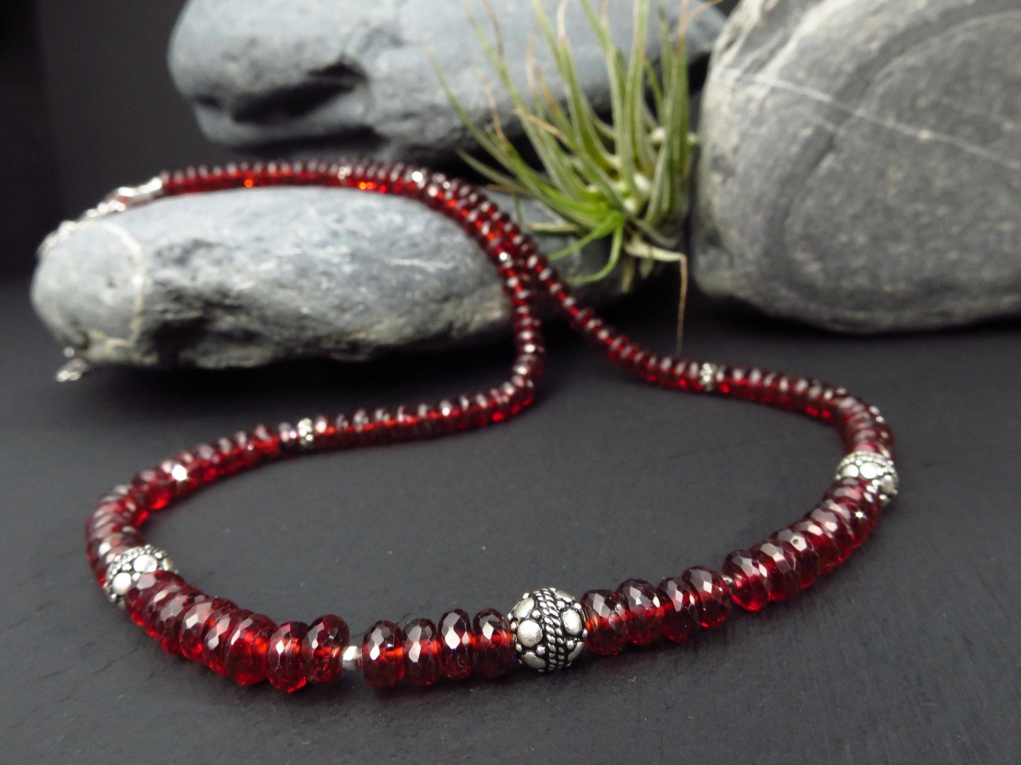 Mosambik Granat Halskette rotes Edelstein Collier
