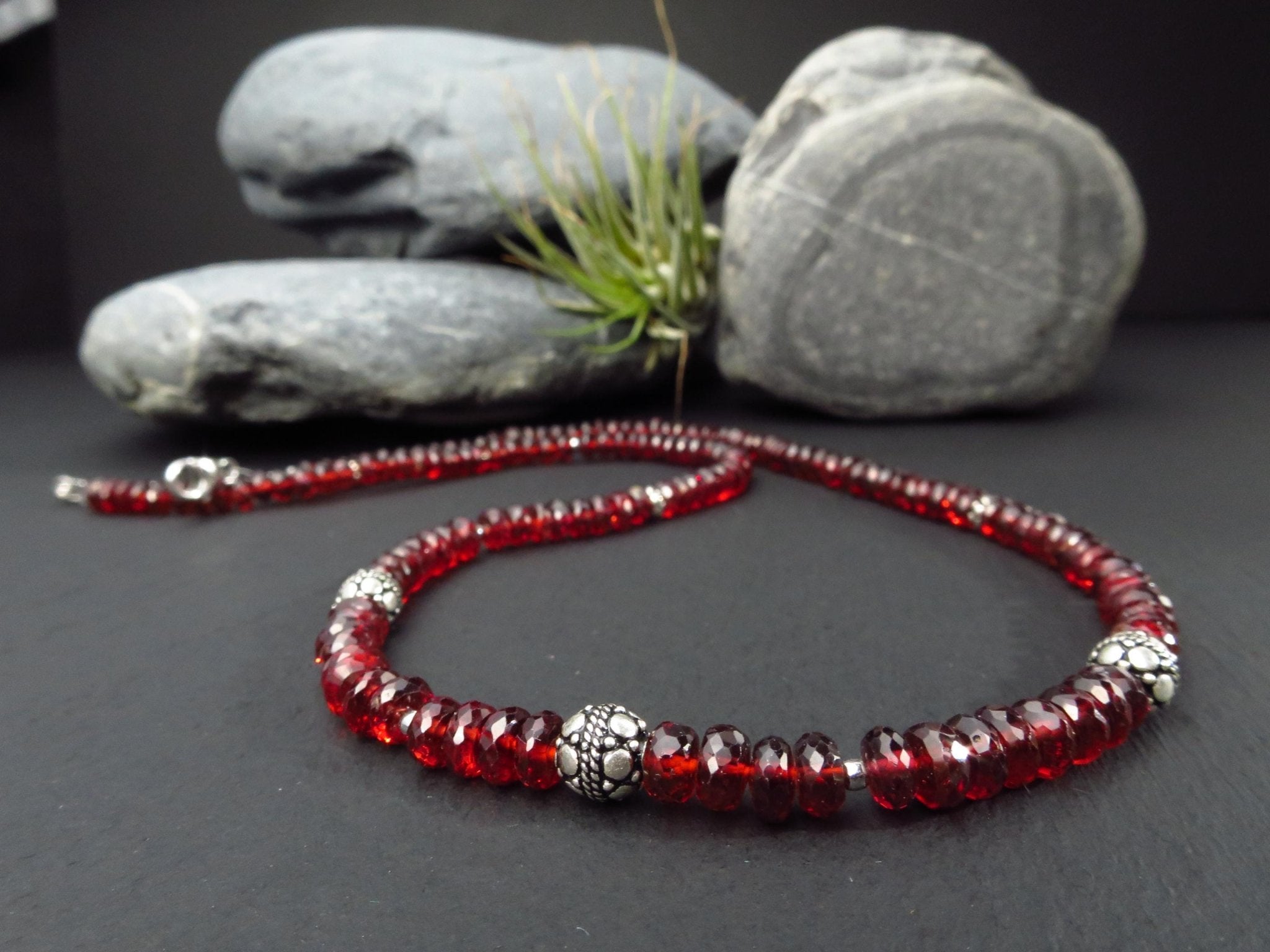 Mosambik Granat Halskette rotes Edelstein Collier