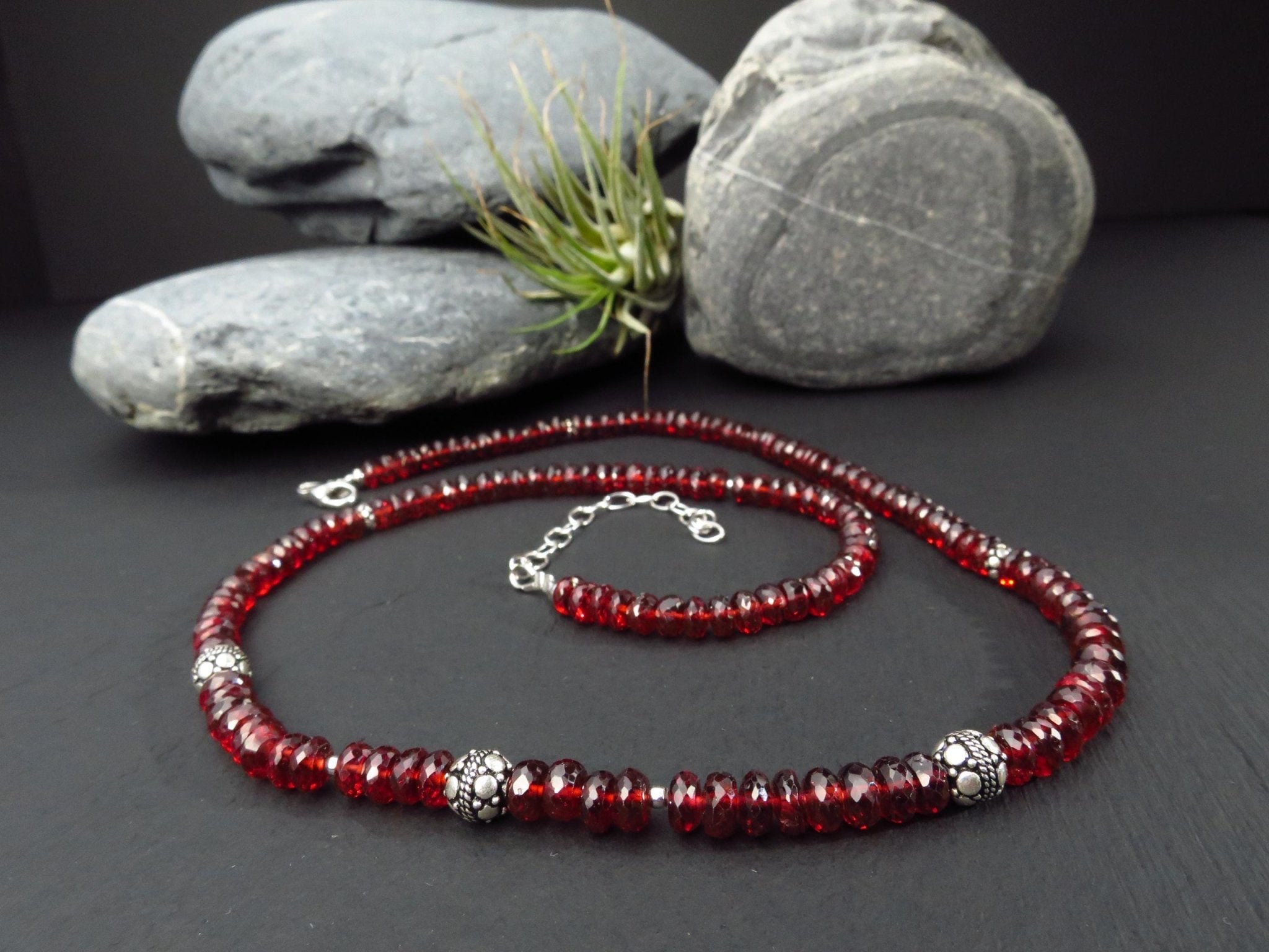 Mosambik Granat Halskette rotes Edelstein Collier