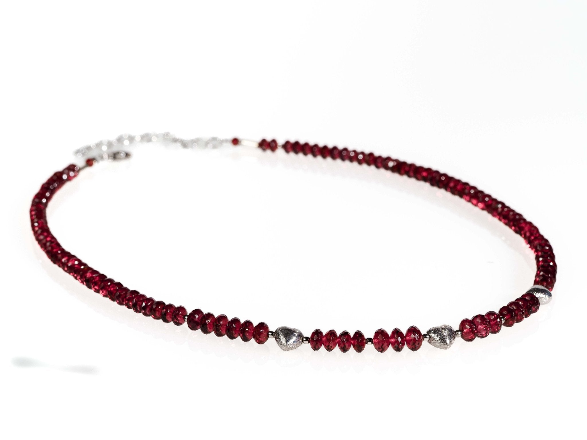 Mosambik Granat Halskette rotes Edelstein Herz Collier