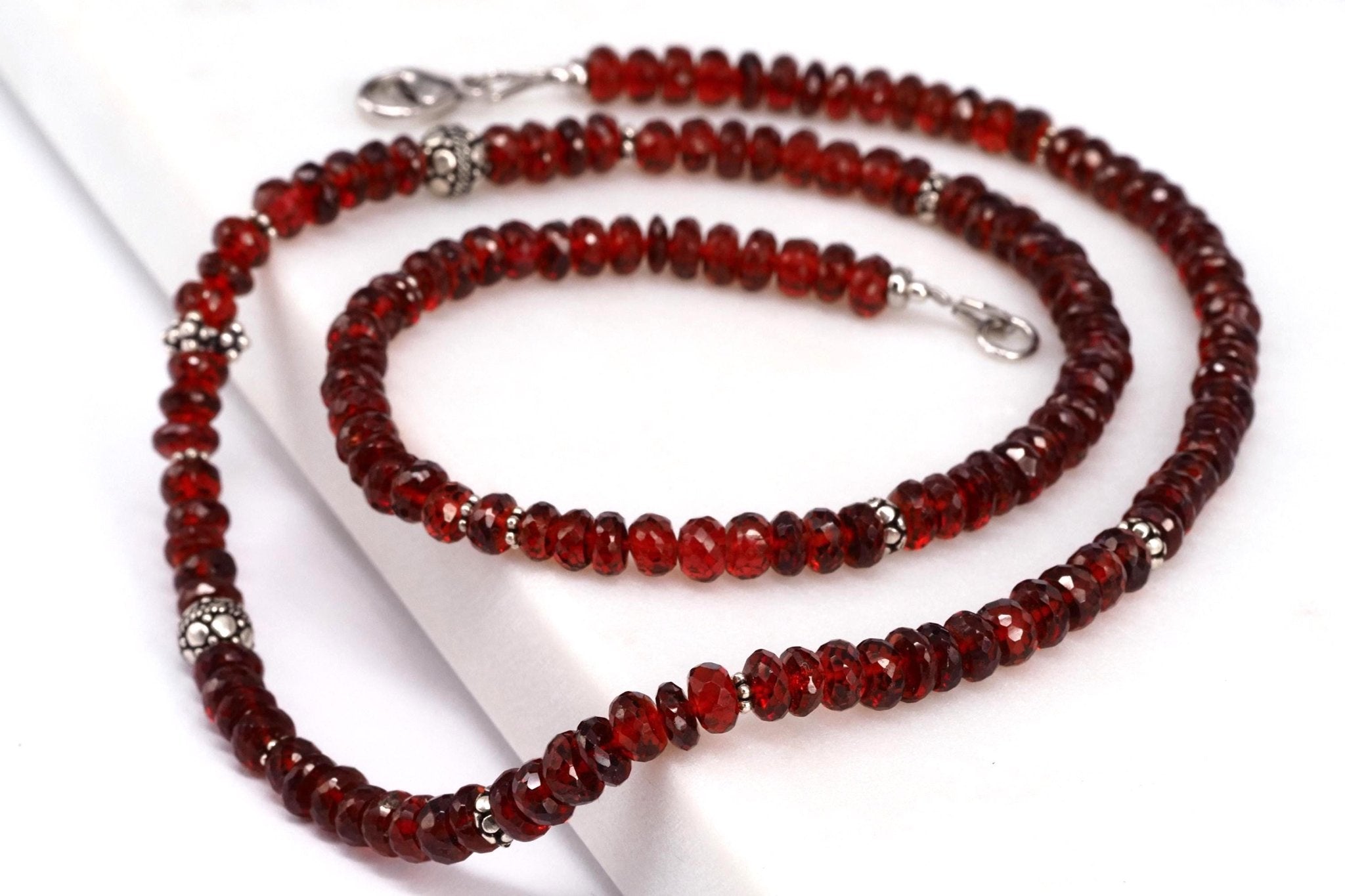 Mosambik Granat Silber Kette rotes Edelstein Collier
