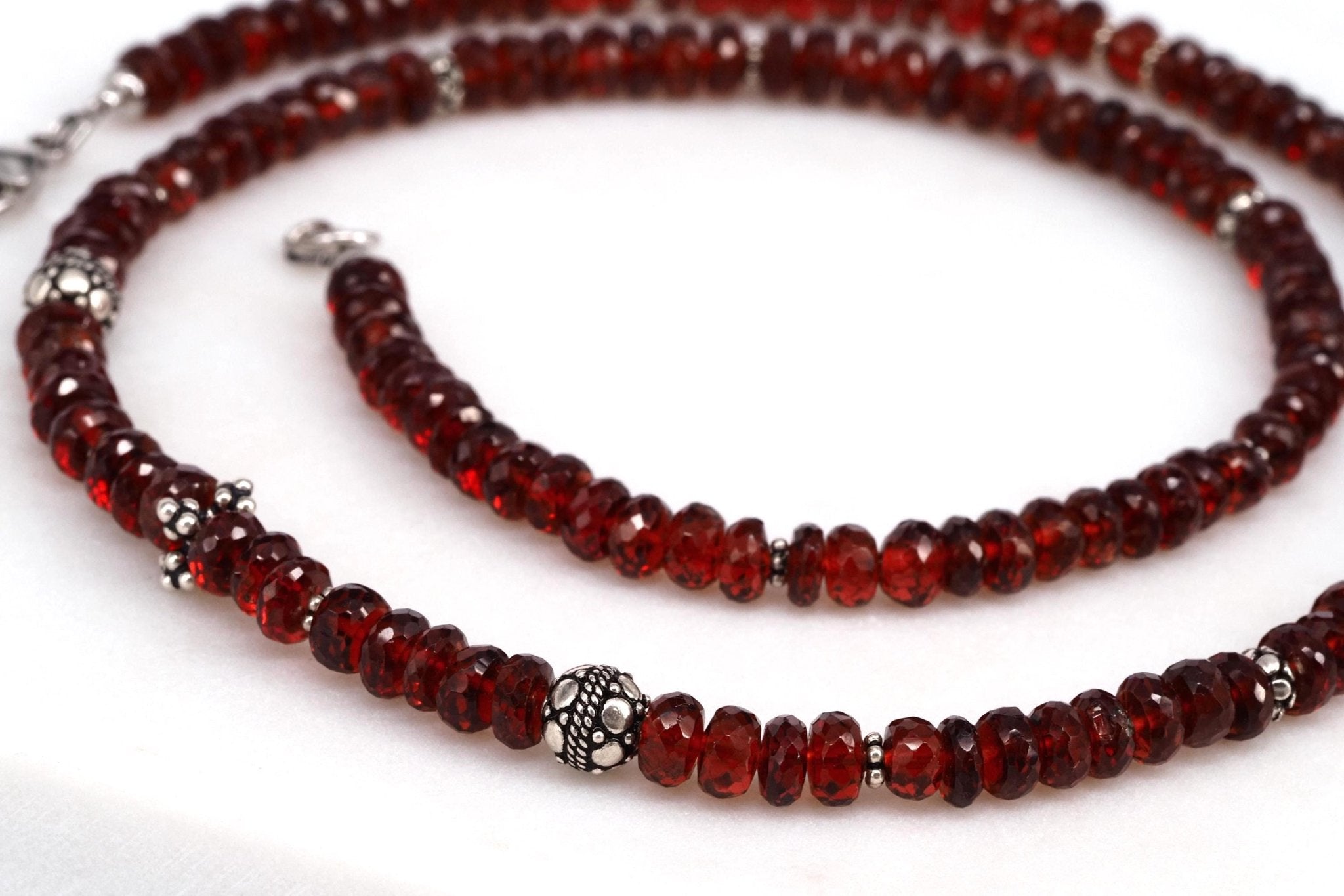 Mosambik Granat Silber Kette rotes Edelstein Collier