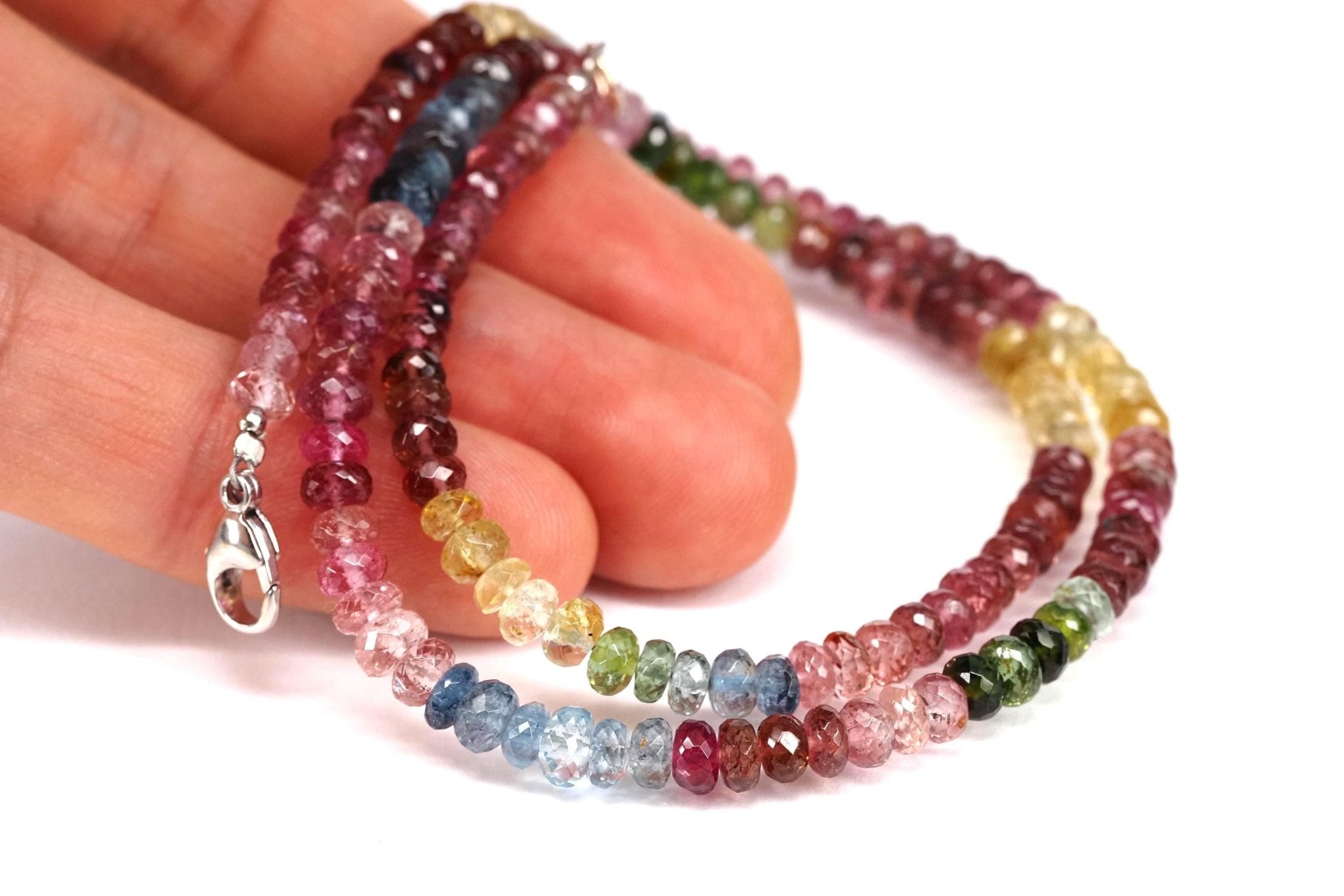Multicolor Turmalin Halskette facettiert 46 cm lang