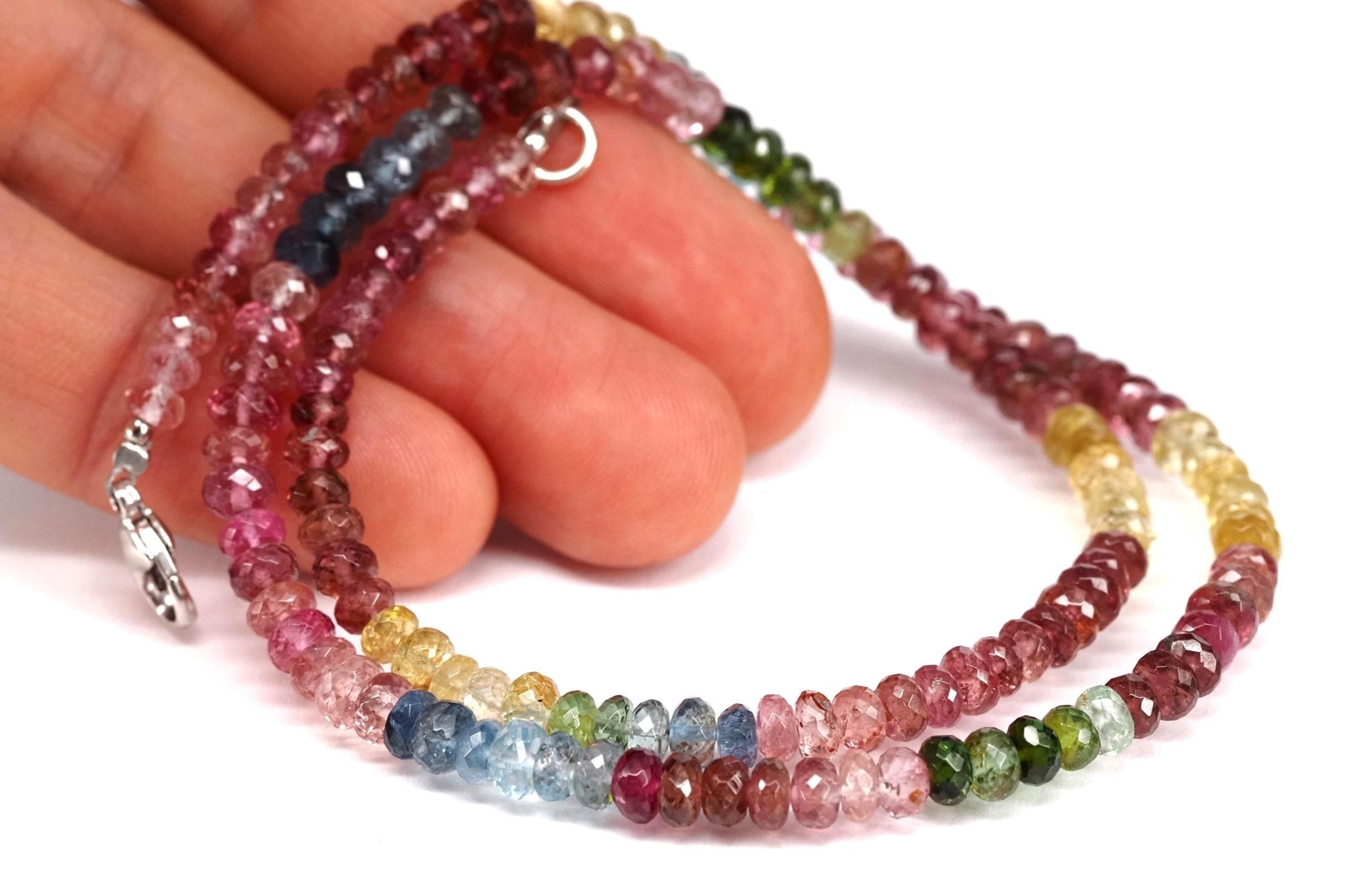 Multicolor Turmalin Halskette facettiert 46 cm lang