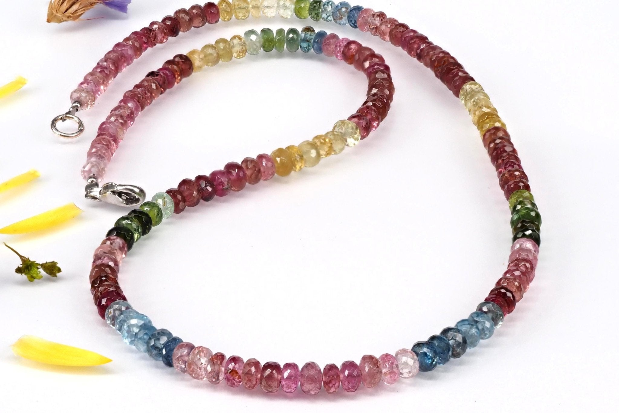 Multicolor Turmalin Halskette facettiert 46 cm lang