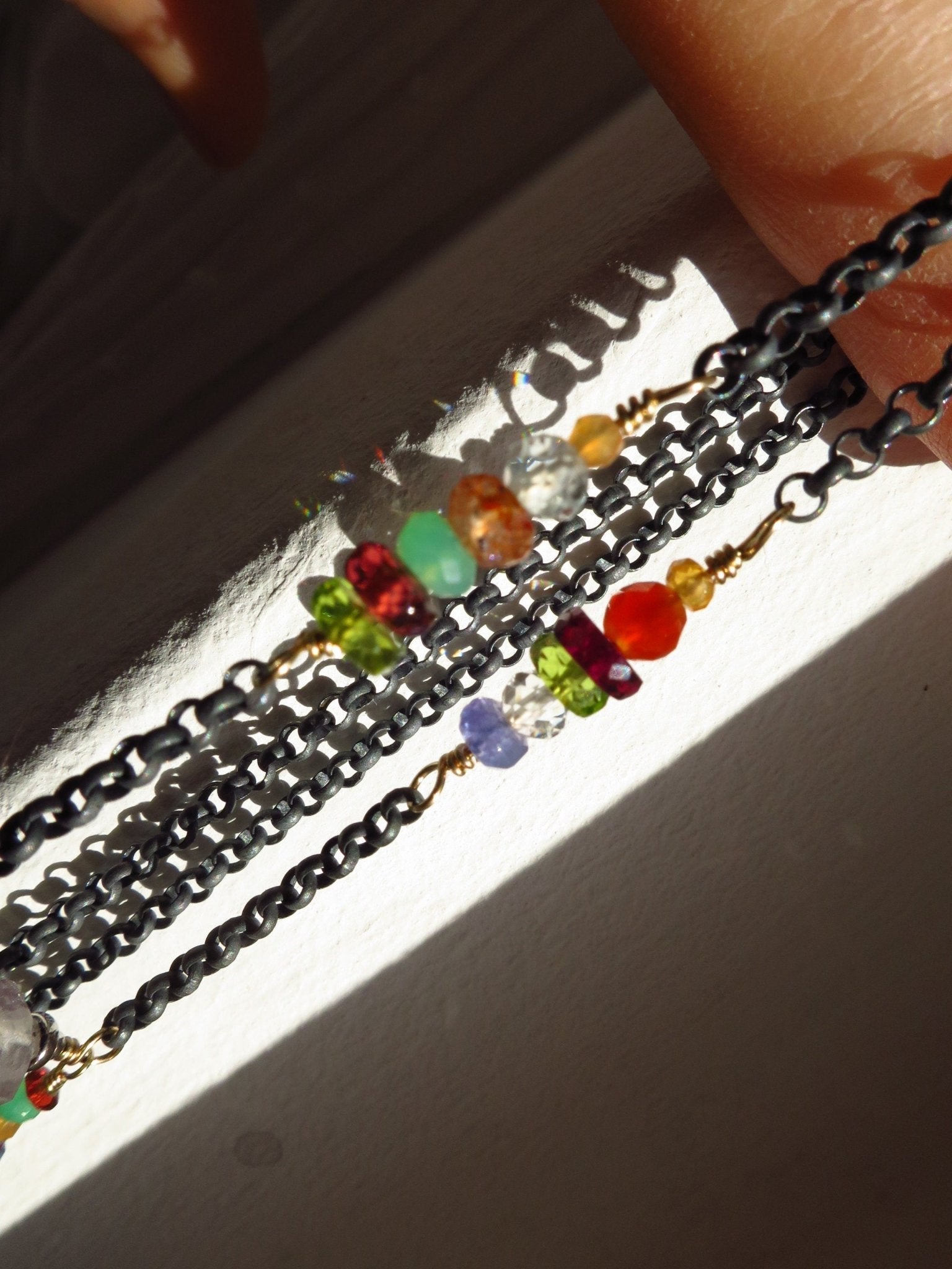 Namibia NB1 Brandberg Kristall Spitze Anhänger Amethyst zart lila Anhänger 925er Sterling Silber geschwärzt bunte Edelsteine gold filled