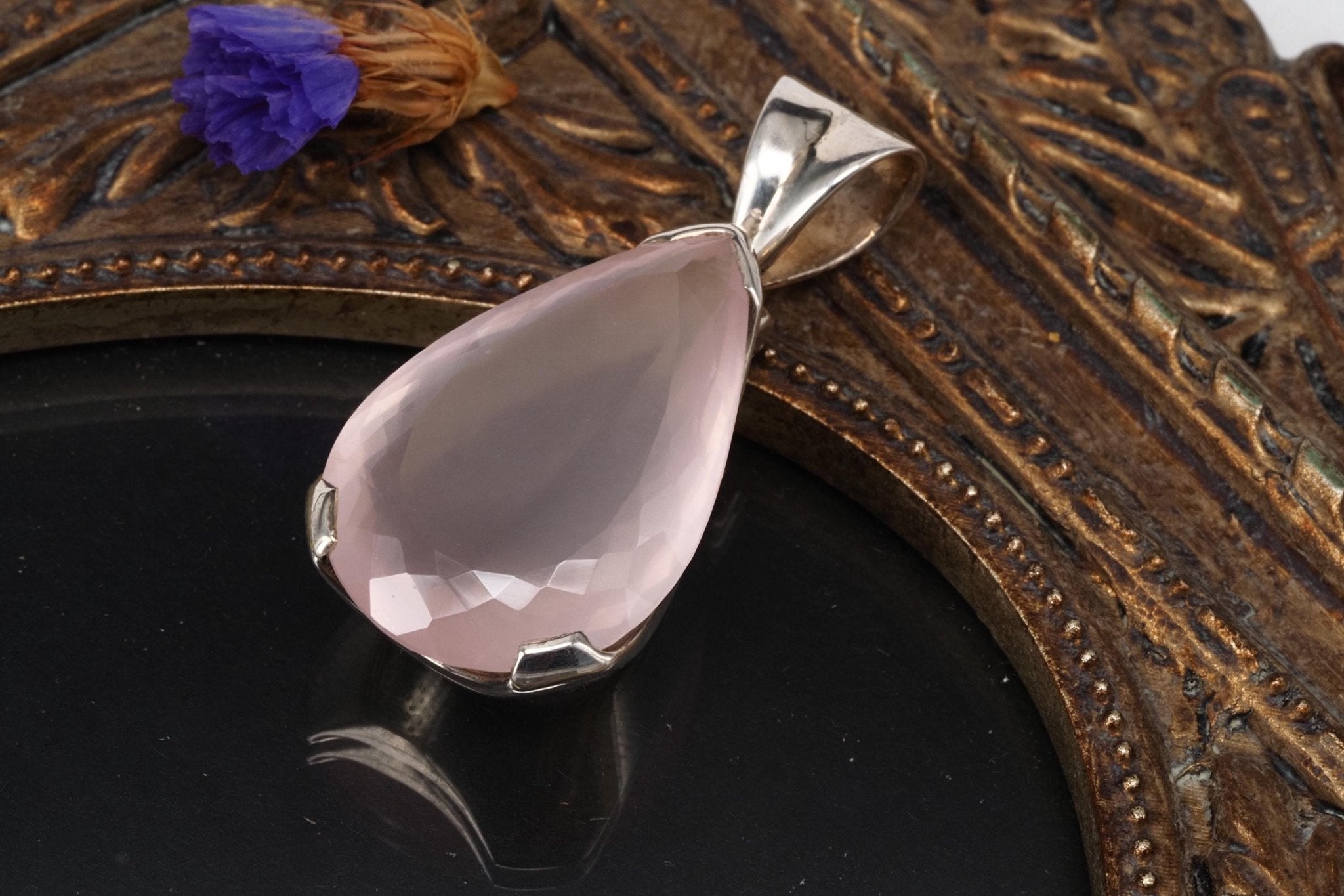 Natürlicher fantastischer Rosenquarz Anhänger Silber