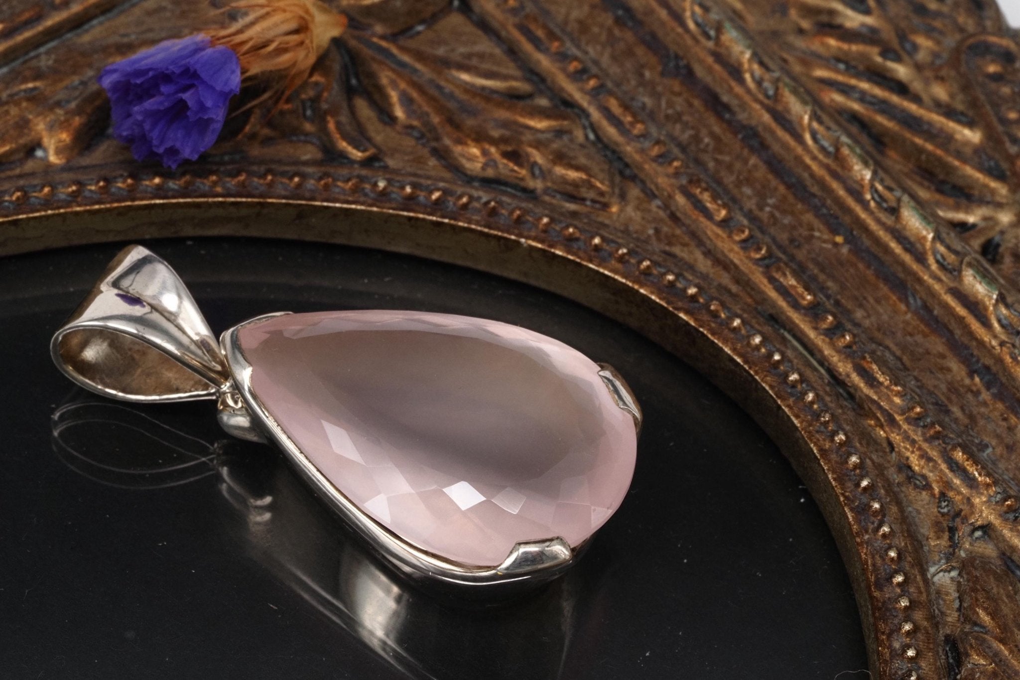 Natürlicher fantastischer Rosenquarz Anhänger Silber