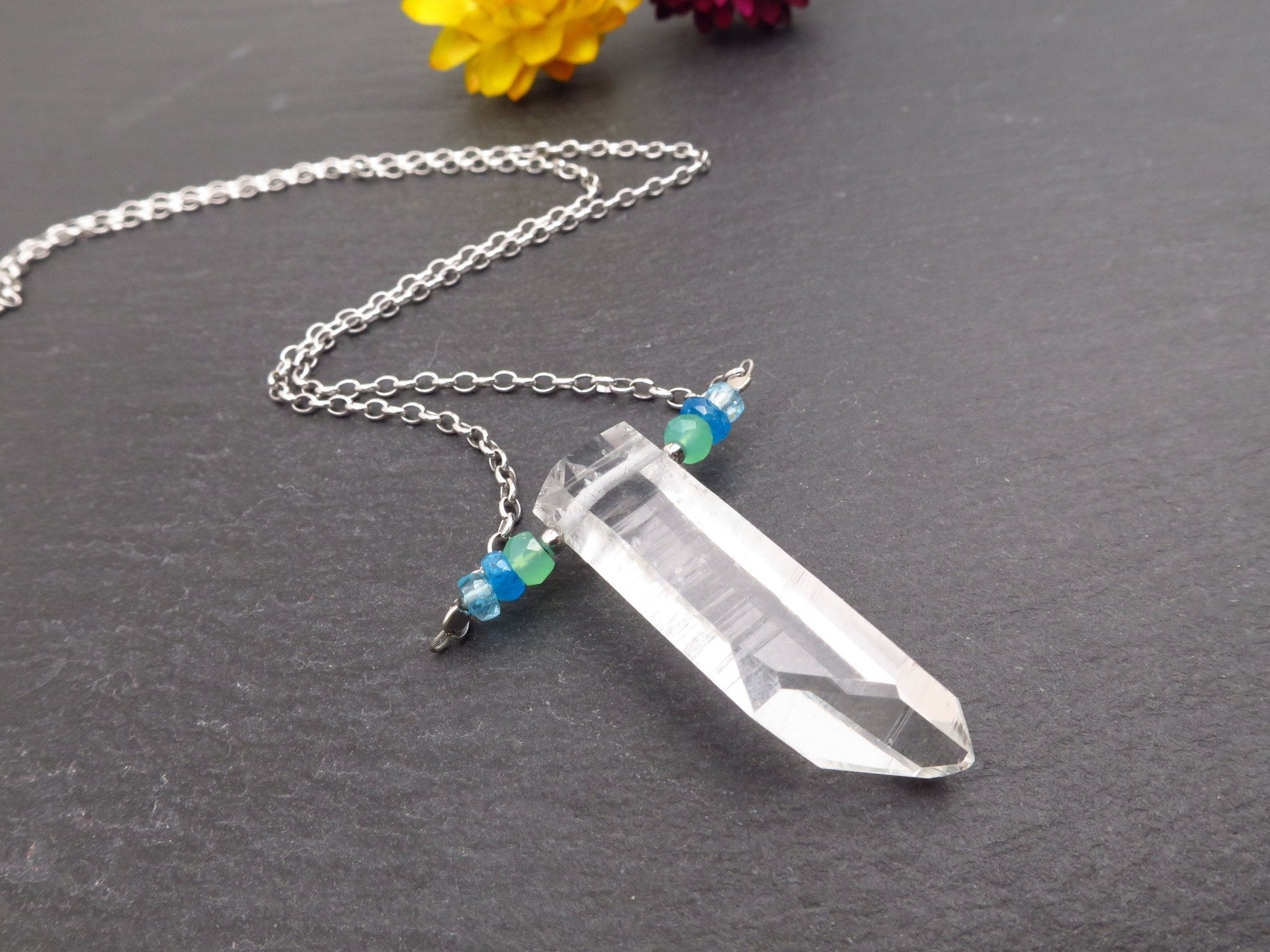 Penas Blancas Kristall Anhänger mit Sterling Silber Kette rhodiniert