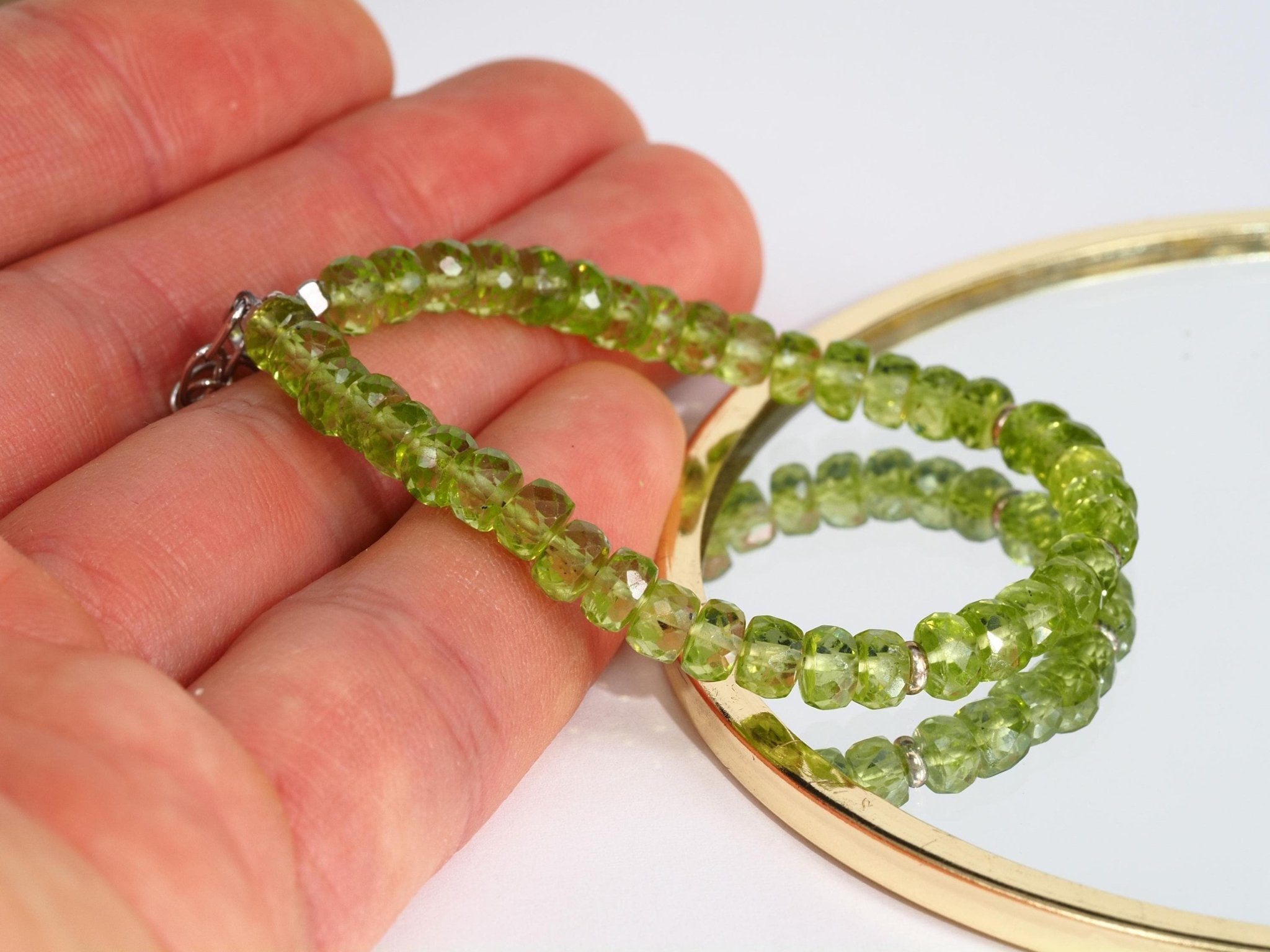 Peridot Armband grünes Edelsteinarmband 16,5 - 19,5 cm