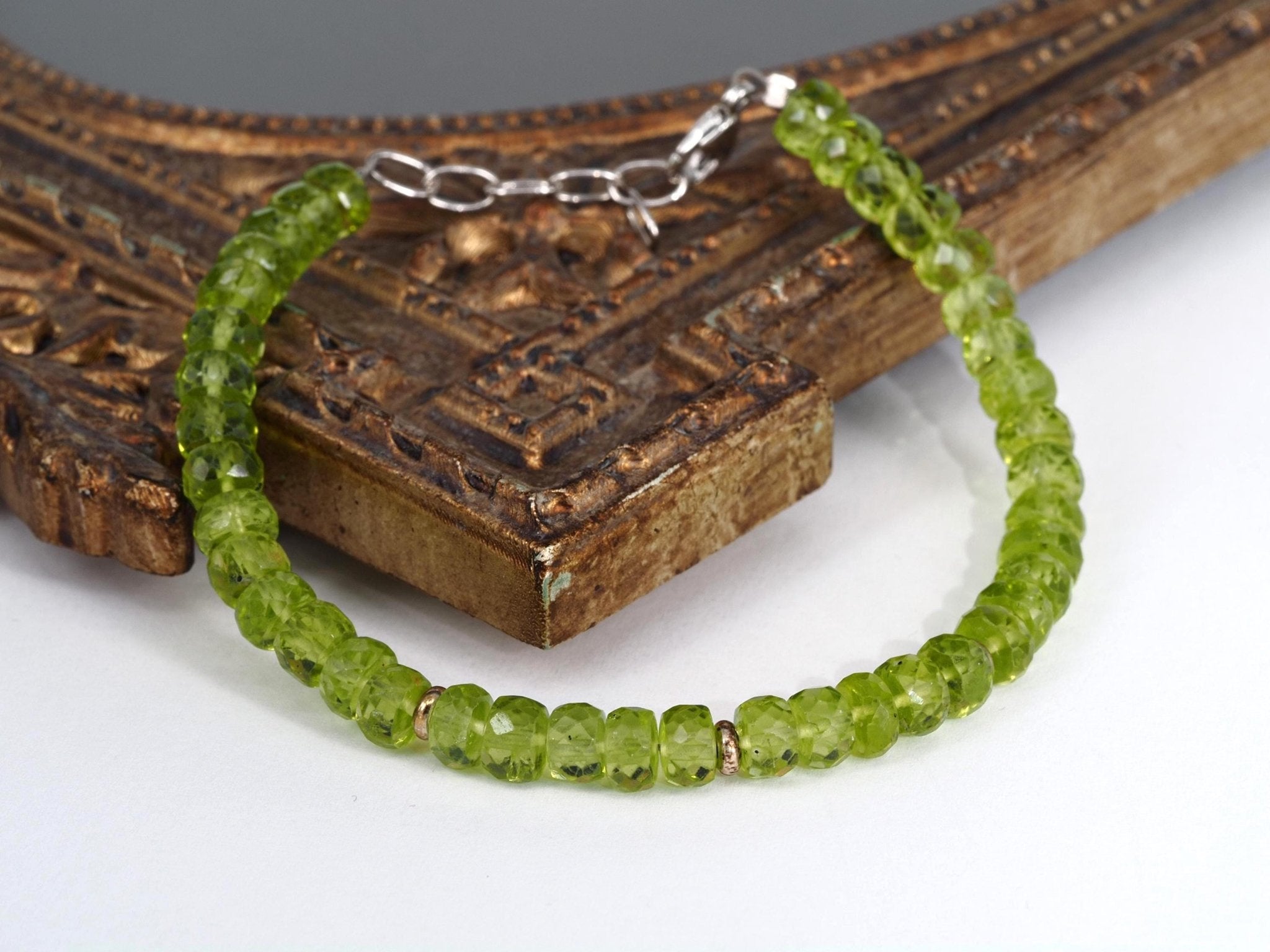 Peridot Armband grünes Edelsteinarmband 16,5 - 19,5 cm