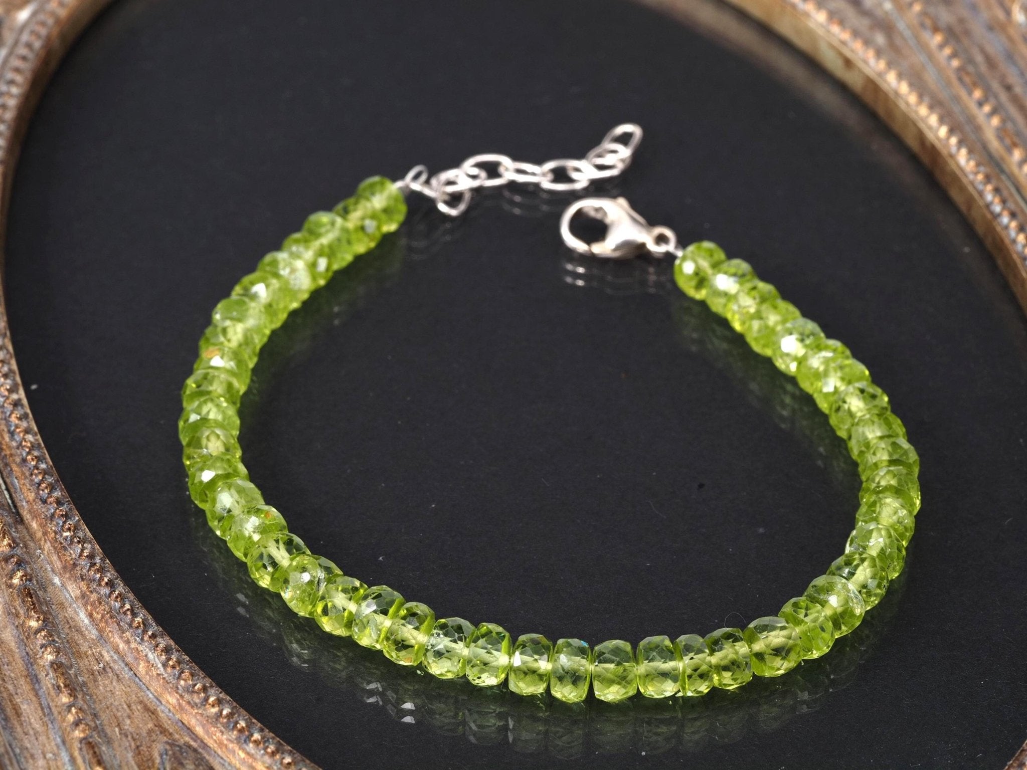 Peridot Armband grünes Edelsteinarmband 18,5 - 22cm