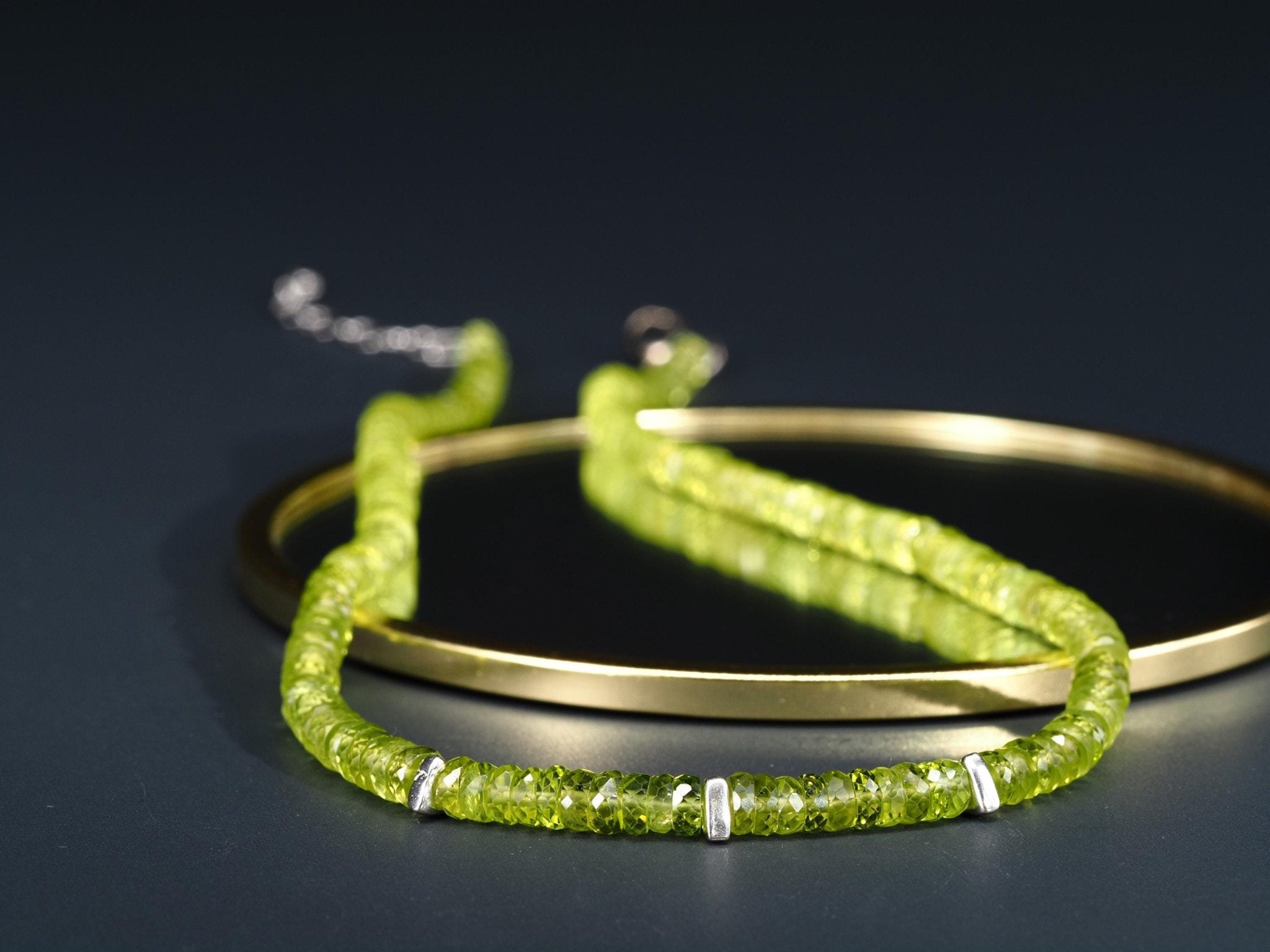 Peridot Kette facettiert – natürliche grüne Edelsteinkette mit 925 Silber Verschluss