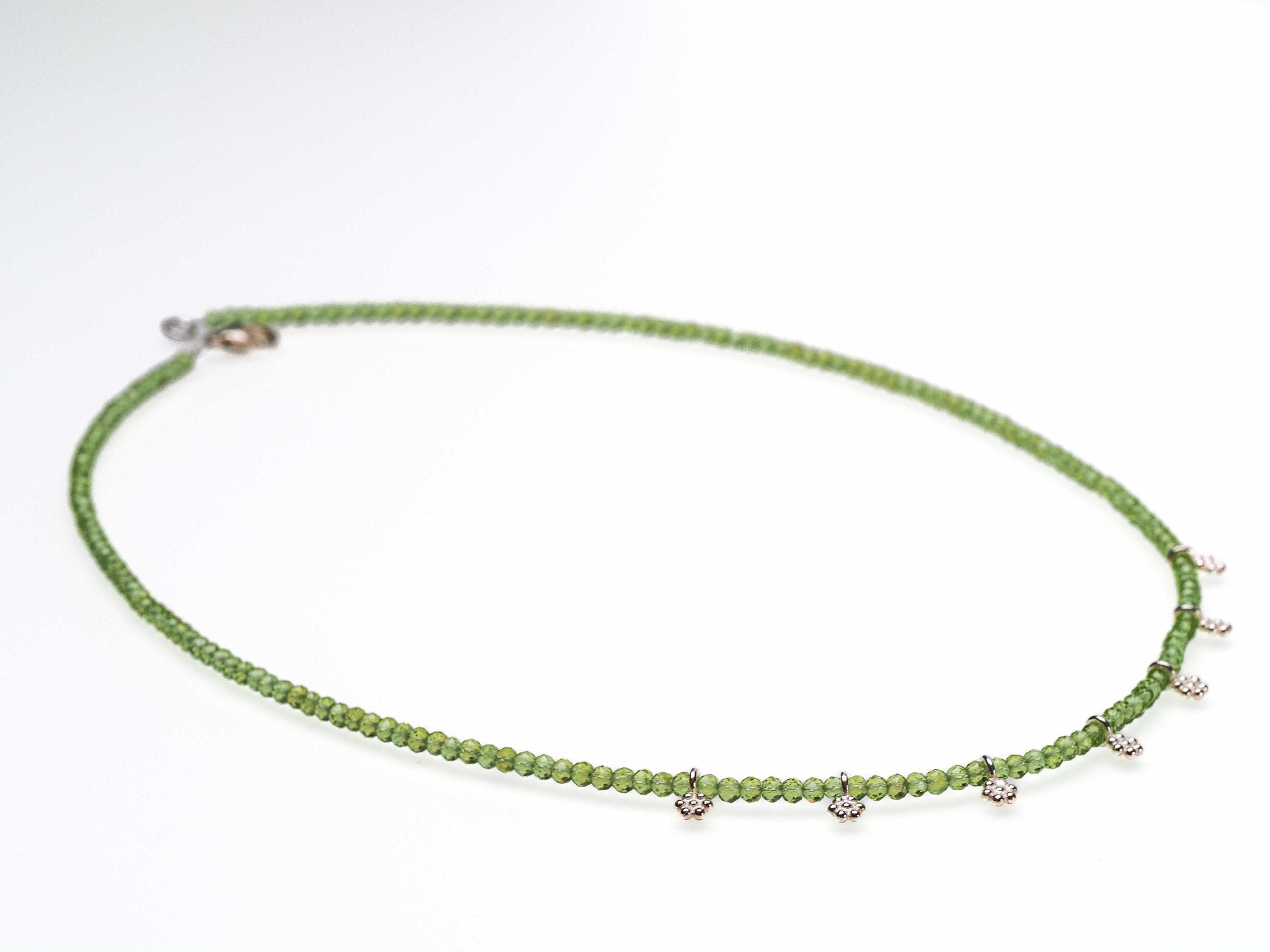 Peridot Kette grün Edelsteinkette Blumen Silber