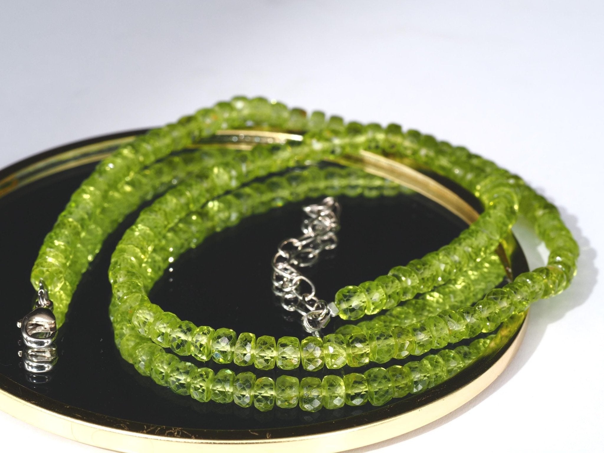 Peridot Kette grün 42,5cm plus 5cm Sterling Silber