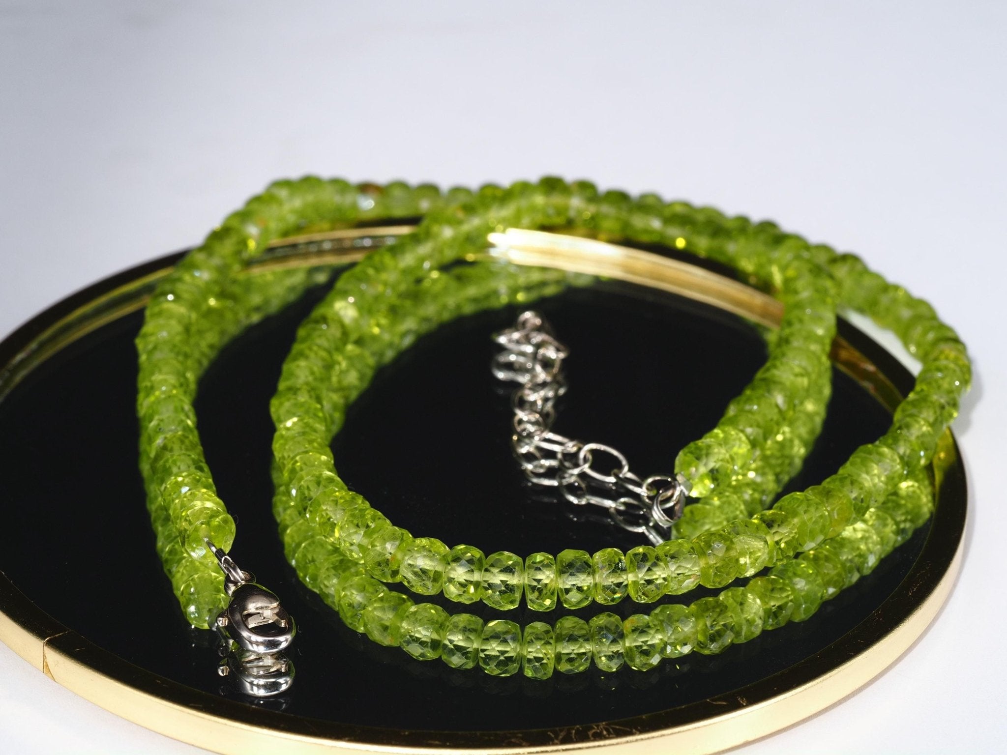 Peridot Kette grün 42,5cm plus 5cm Sterling Silber