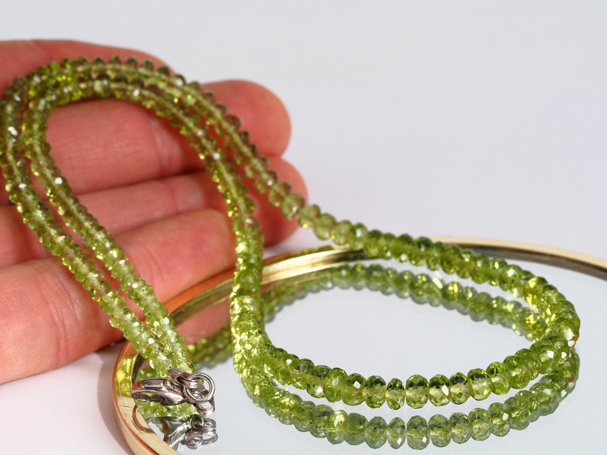 Peridot Kette grün 46cm Edelsteinkette Sterling Silber