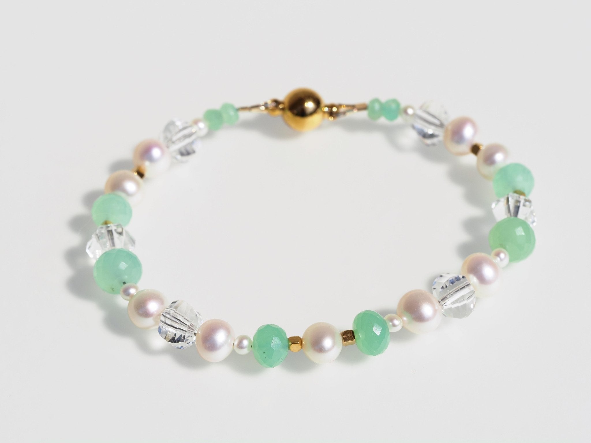 Perlen Armband mit Chrysopras– Magnet Verschluss