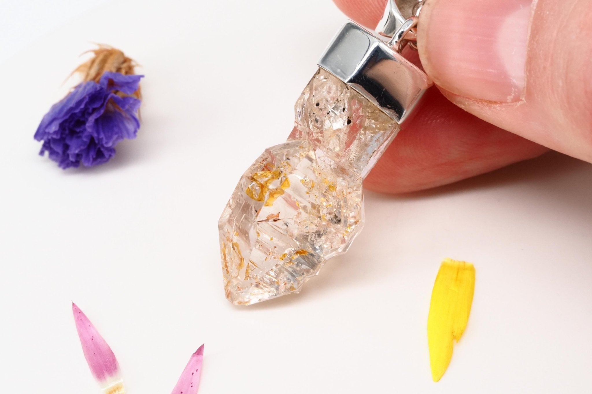 Petroleum Quarz Anhänger 39mm Lang Silber UV Zepter