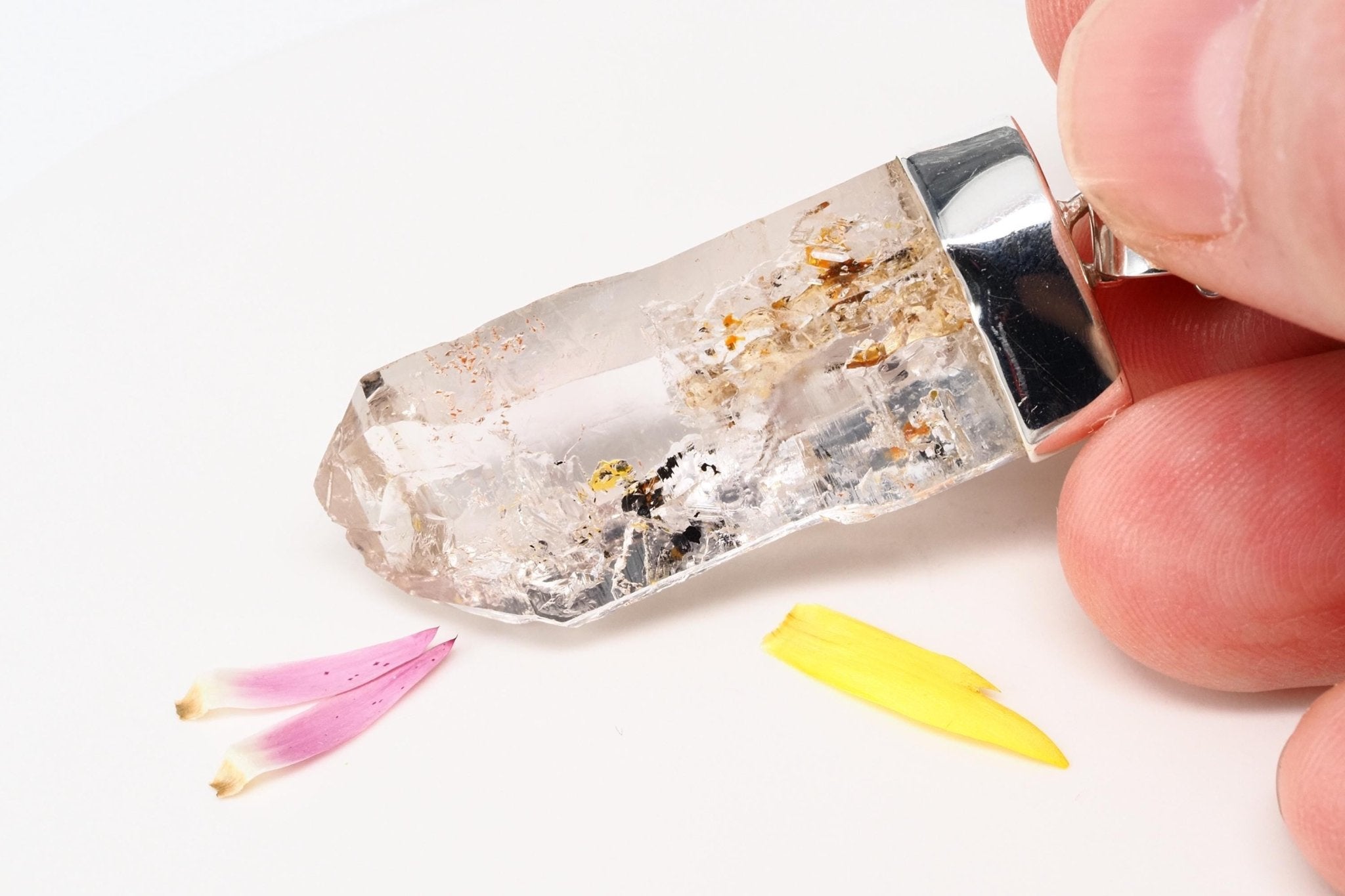 Petroleum Quarz Anhänger 44mm Lang Silber UV Kristall