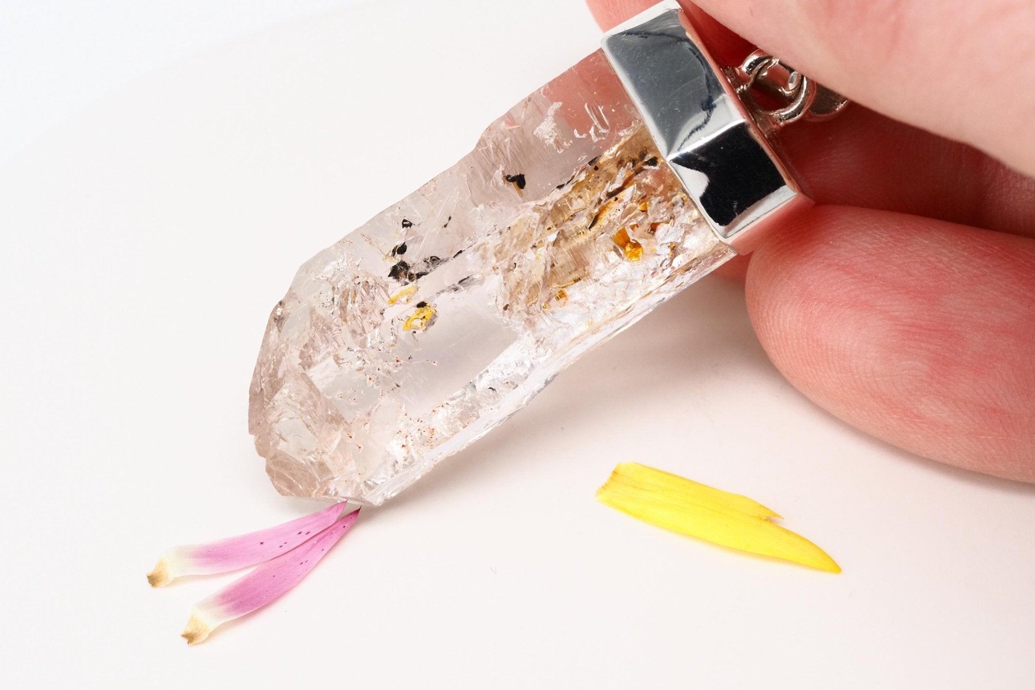 Petroleum Quarz Anhänger 44mm Lang Silber UV Kristall