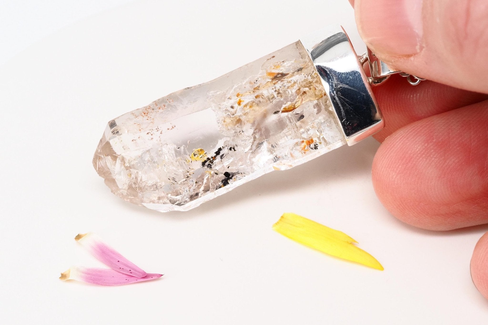 Petroleum Quarz Anhänger 44mm Lang Silber UV Kristall