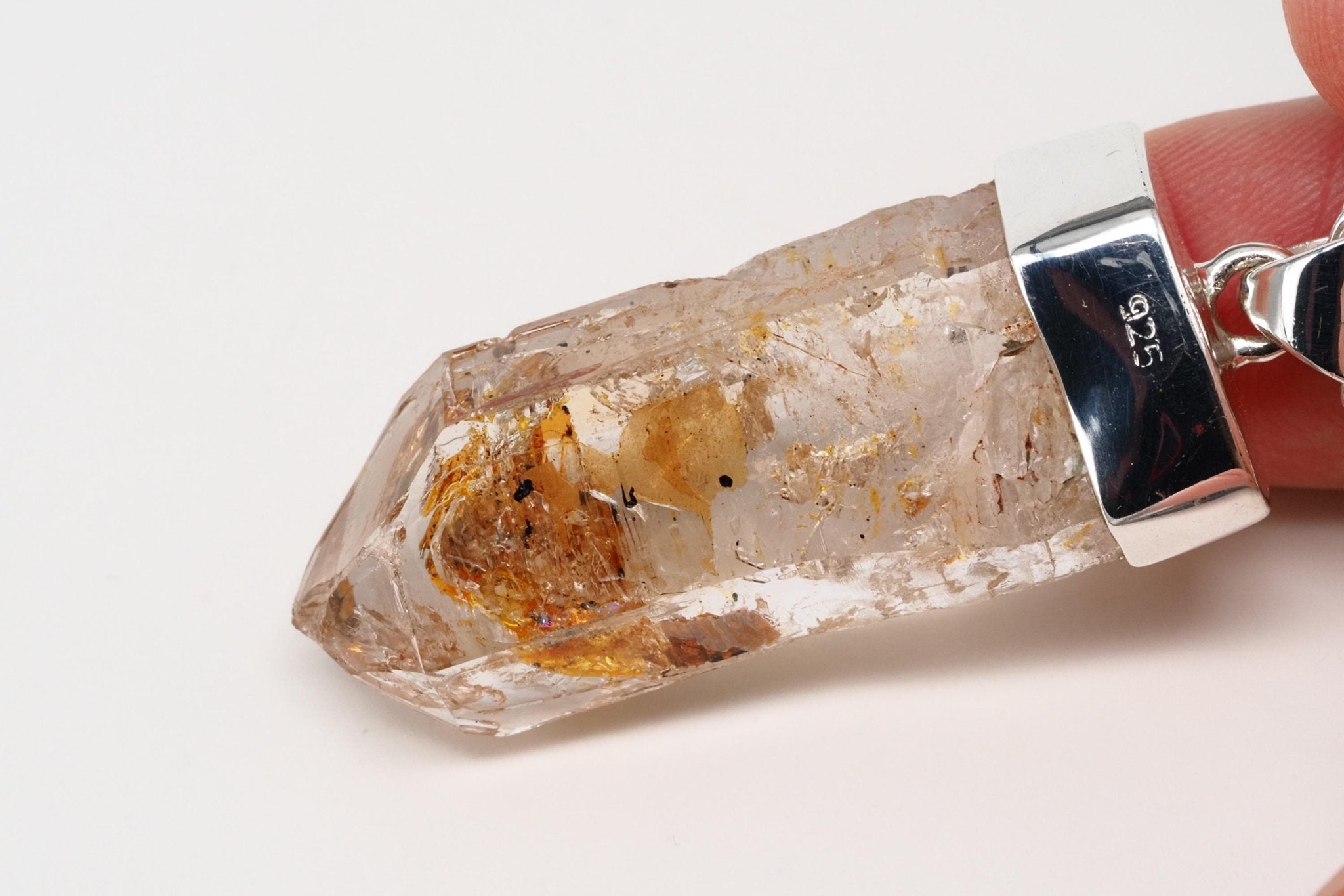 Petroleum Quarz Anhänger 47mm Lang Silber UV Kristall