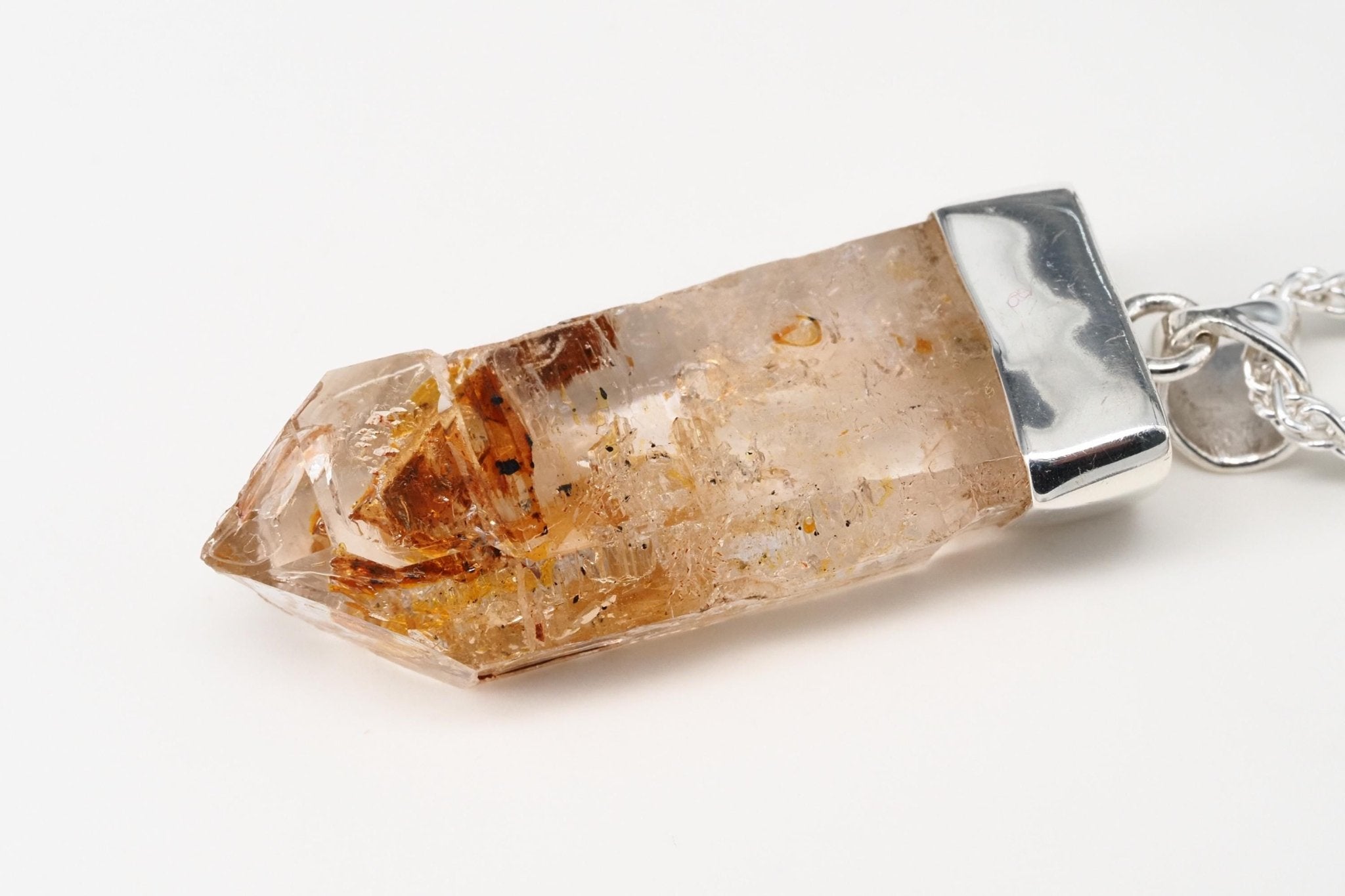 Petroleum Quarz Anhänger 47mm Lang Silber UV Kristall