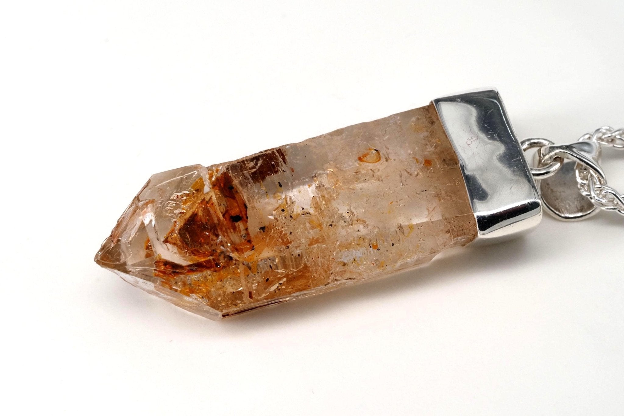 Petroleum Quarz Anhänger 47mm Lang Silber UV Kristall