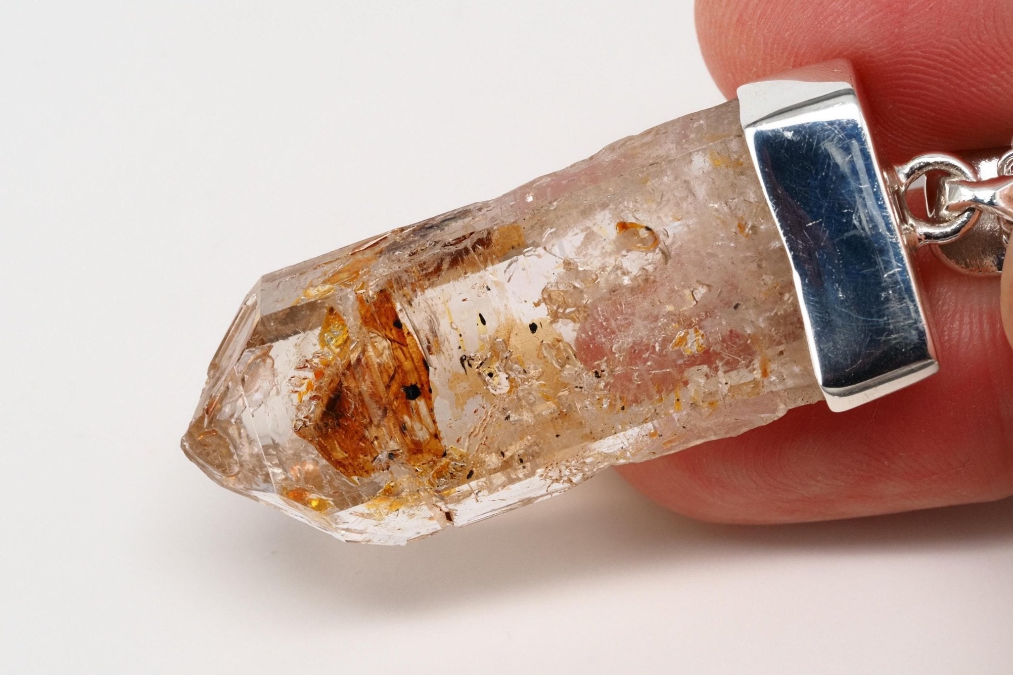 Petroleum Quarz Anhänger 47mm Lang Silber UV Kristall