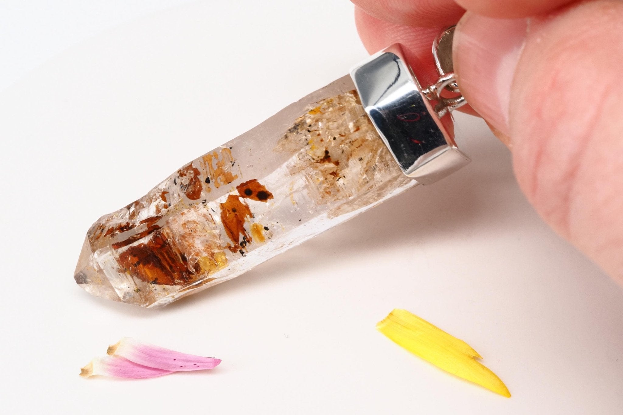 Petroleum Quarz Anhänger 49mm Lang Silber UV Kristall