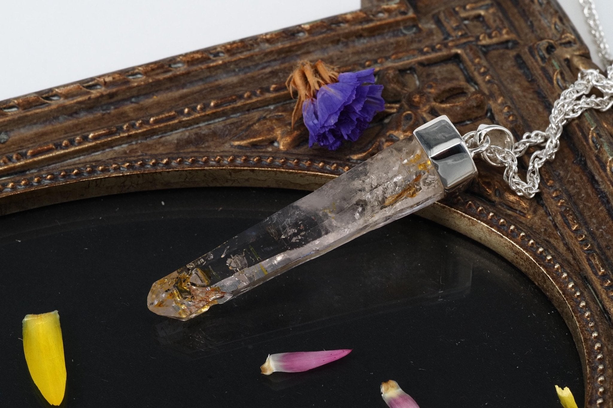 Petroleum Quarz Anhänger Firefly Silber UV Kristall